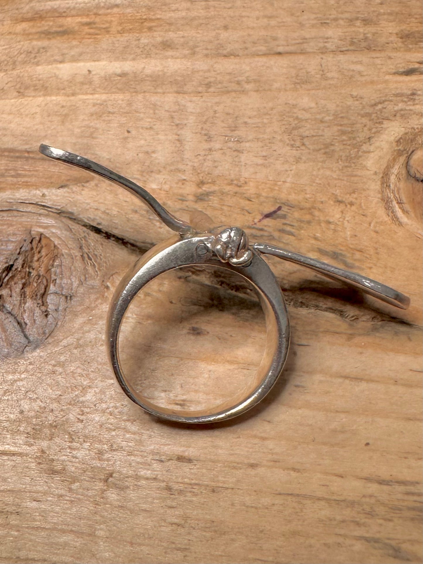 Abstract Mechanical Dragonfly 925 Silver Size R Ring
