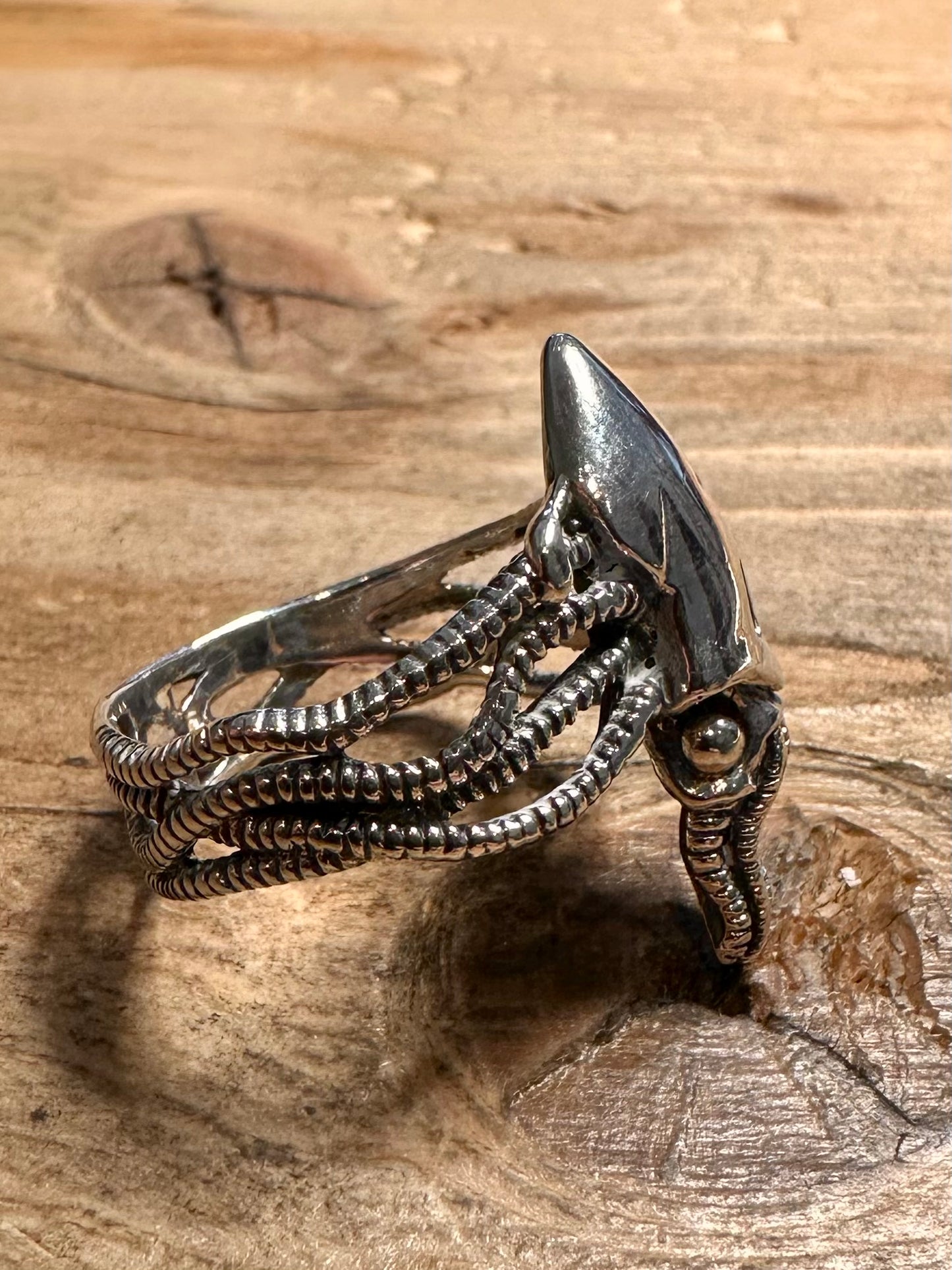 Vintage Squid Textured 925 Silver Size S1/2 Ring