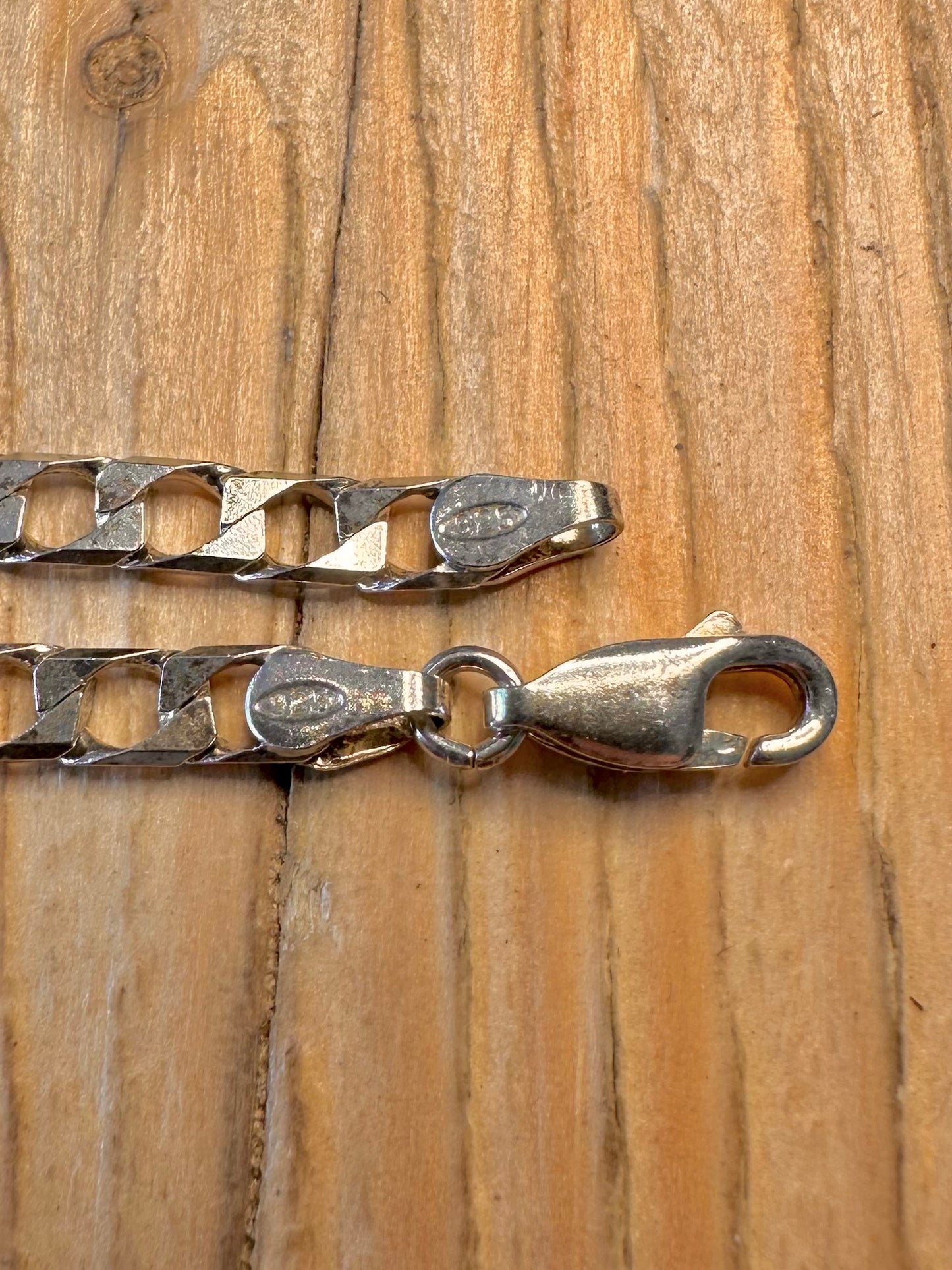 Vintage Curb Chain 925 Sterling Silver 7.4 inch Bracelet