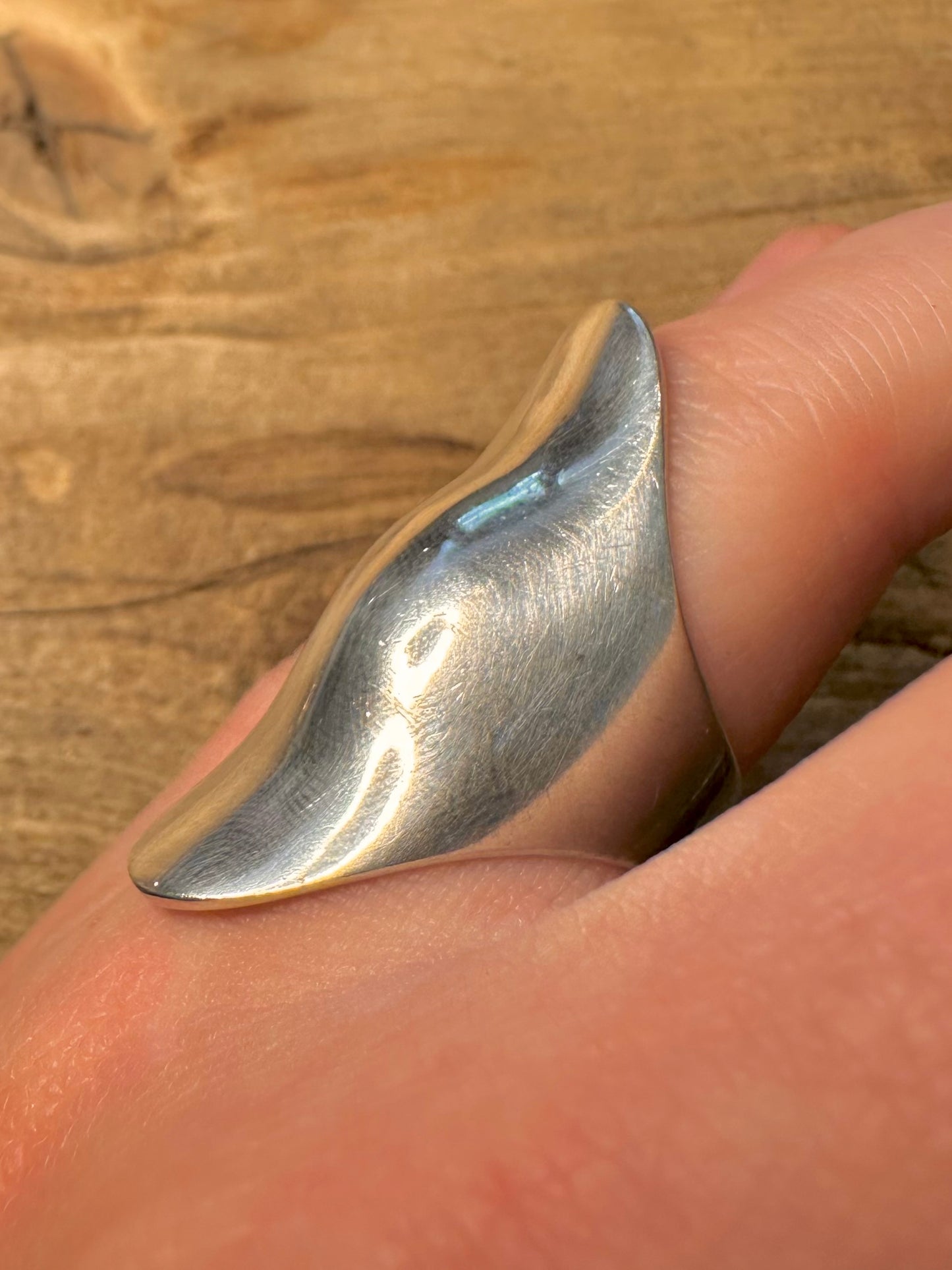 Abstract Long Wave 925 Silver Size R1/2 Ring