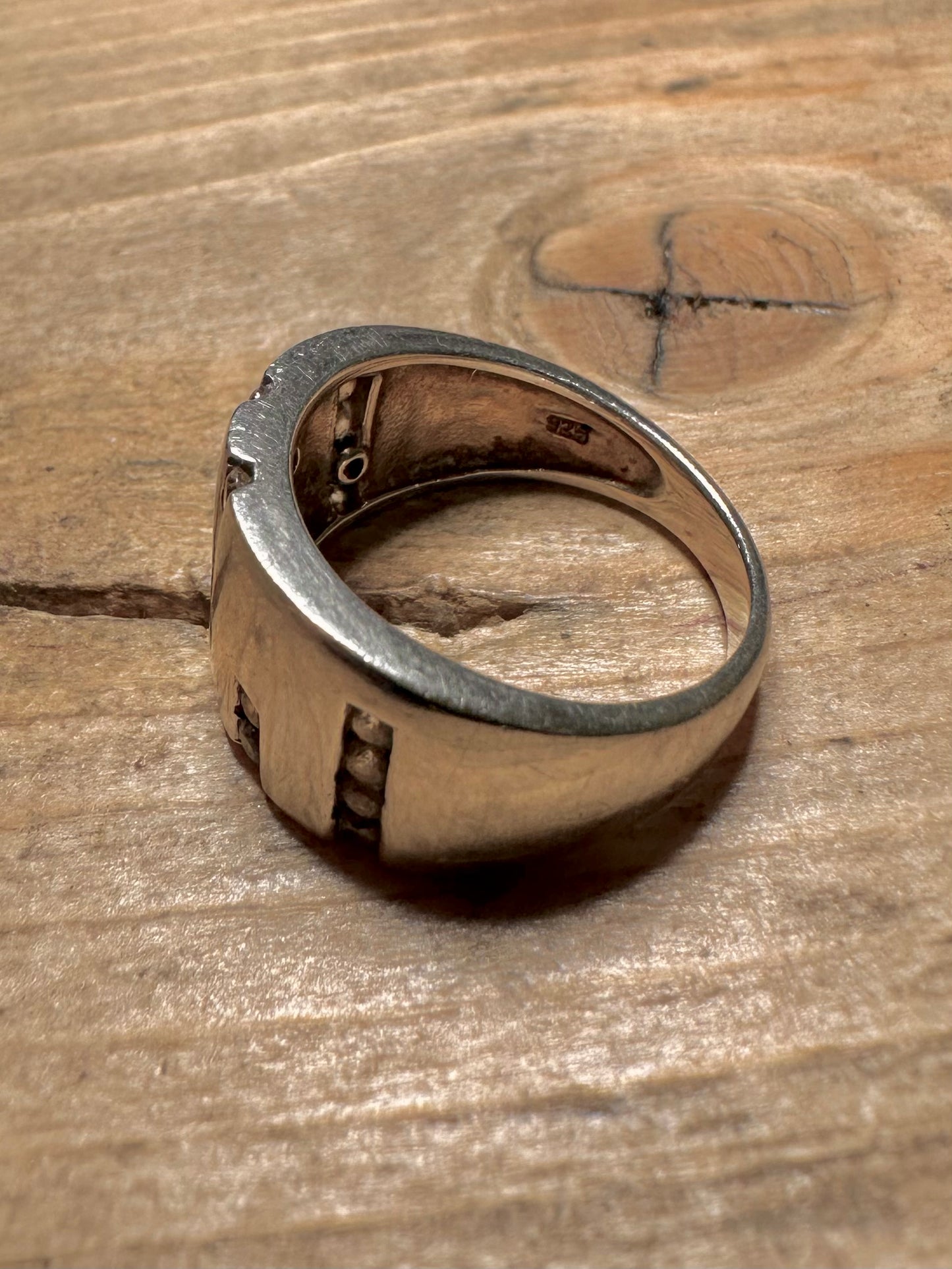 Abstract CZ Stone 925 Silver Size O Ring