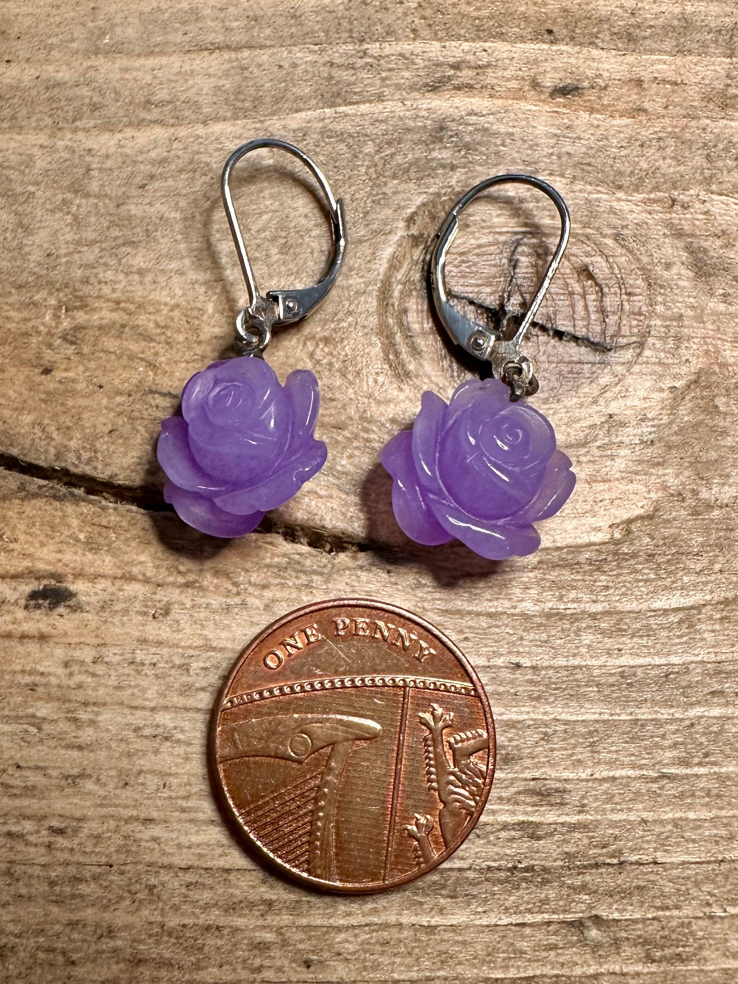 Modern Purple Flower 925 Silver Earrings