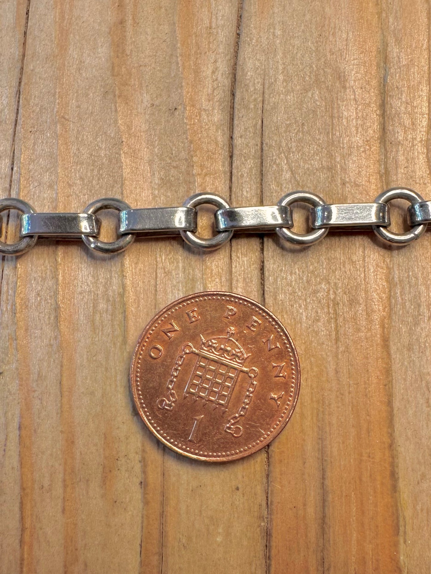 Vintage Abstract Chain Link 925 Sterling Silver 7.8 inch Bracelet