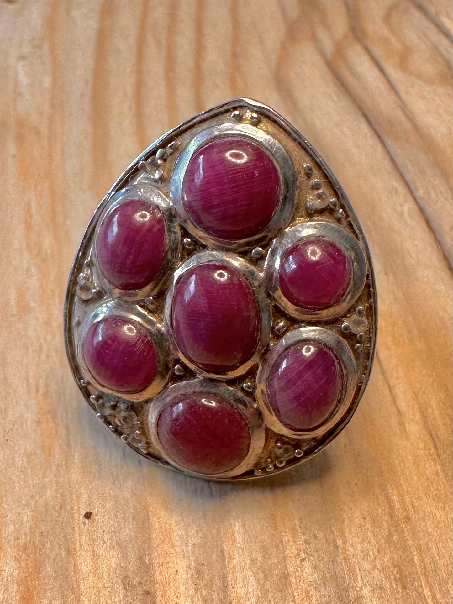 Vintage Purple Stone Boho 925 Silver Size S Ring