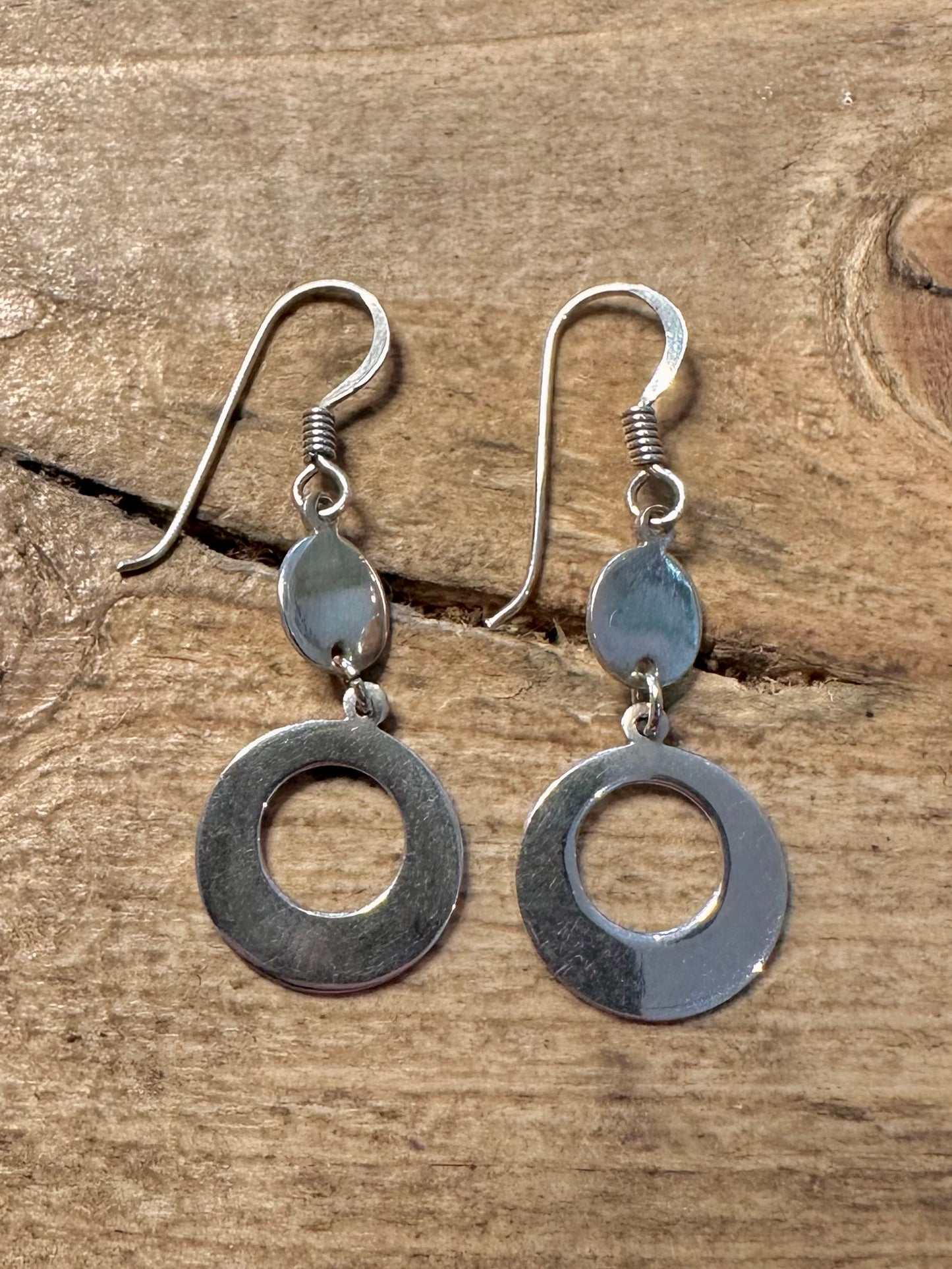 Abstract Circle Dangle 925 Silver Earrings