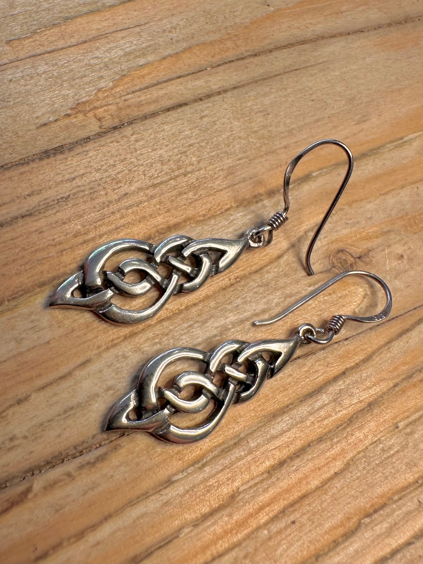 Vintage Celtic Dangle 925 Sterling Silver Earrings