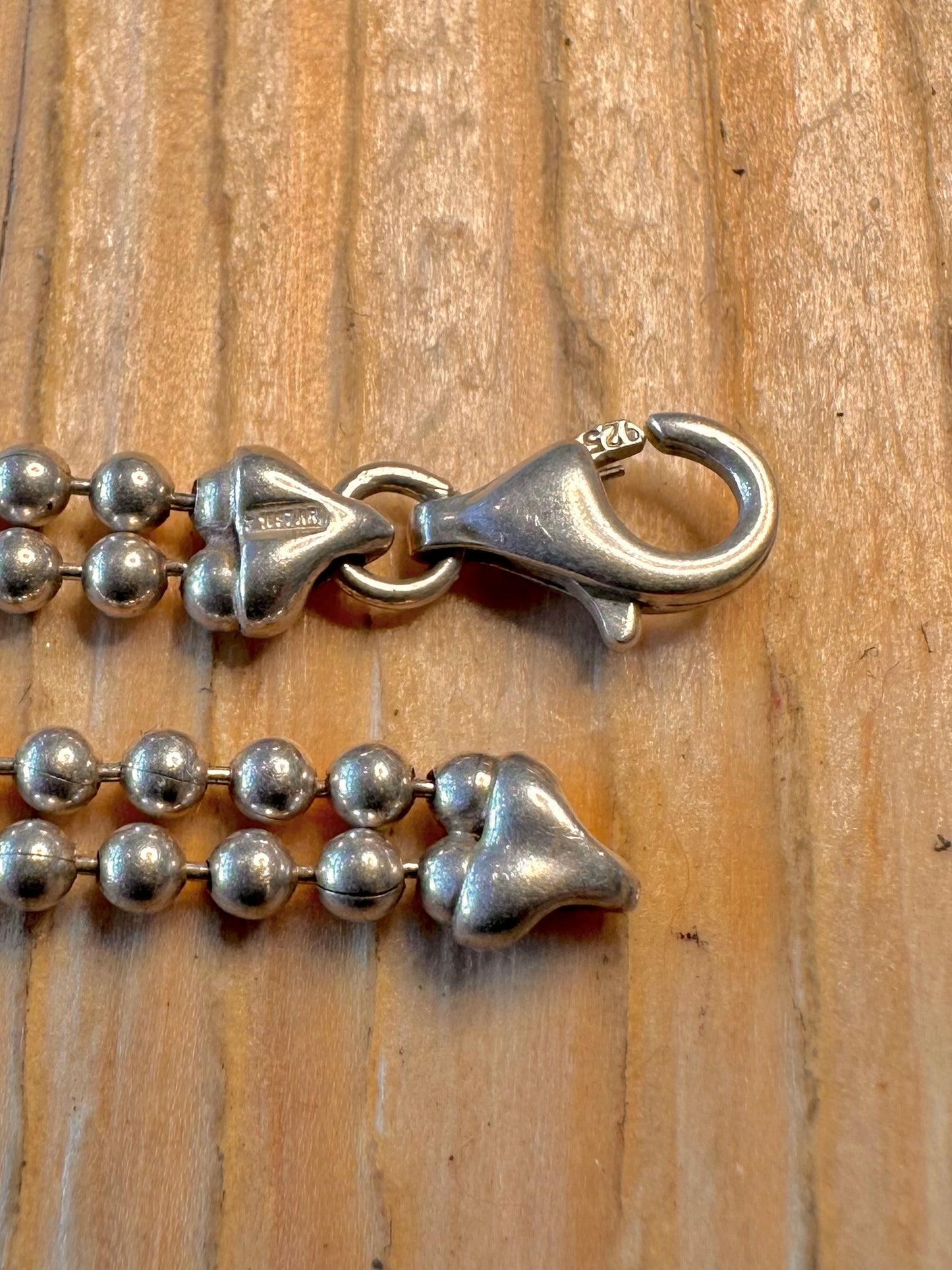 Vintage Double Ball Chain 925 Sterling Silver 20.1 inch Necklace