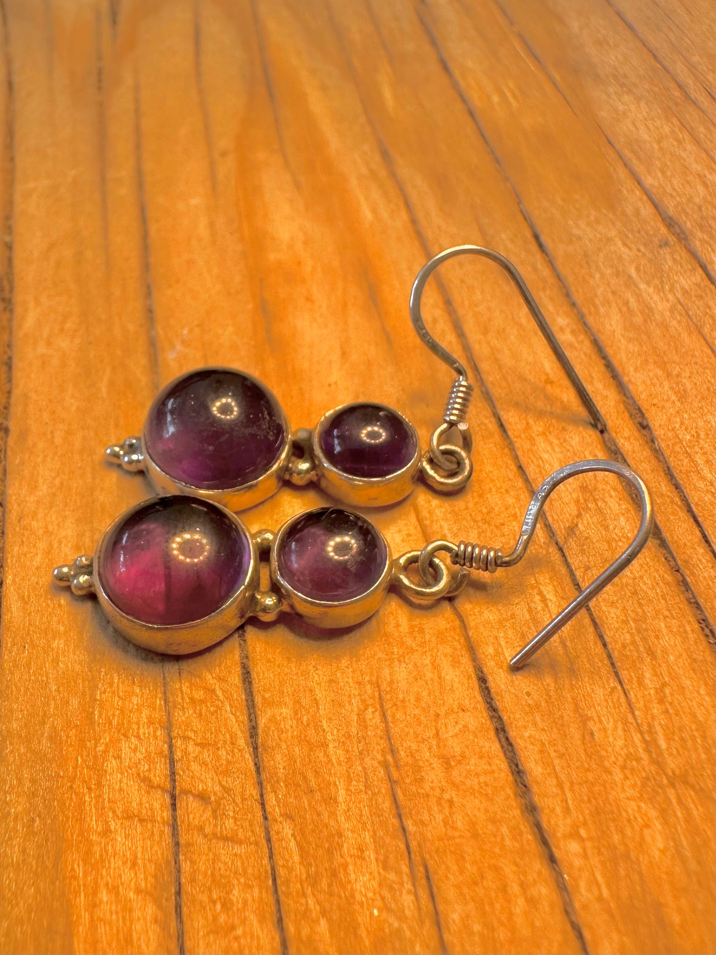 Vintage Amethyst Dangle 925 Silver Earrings