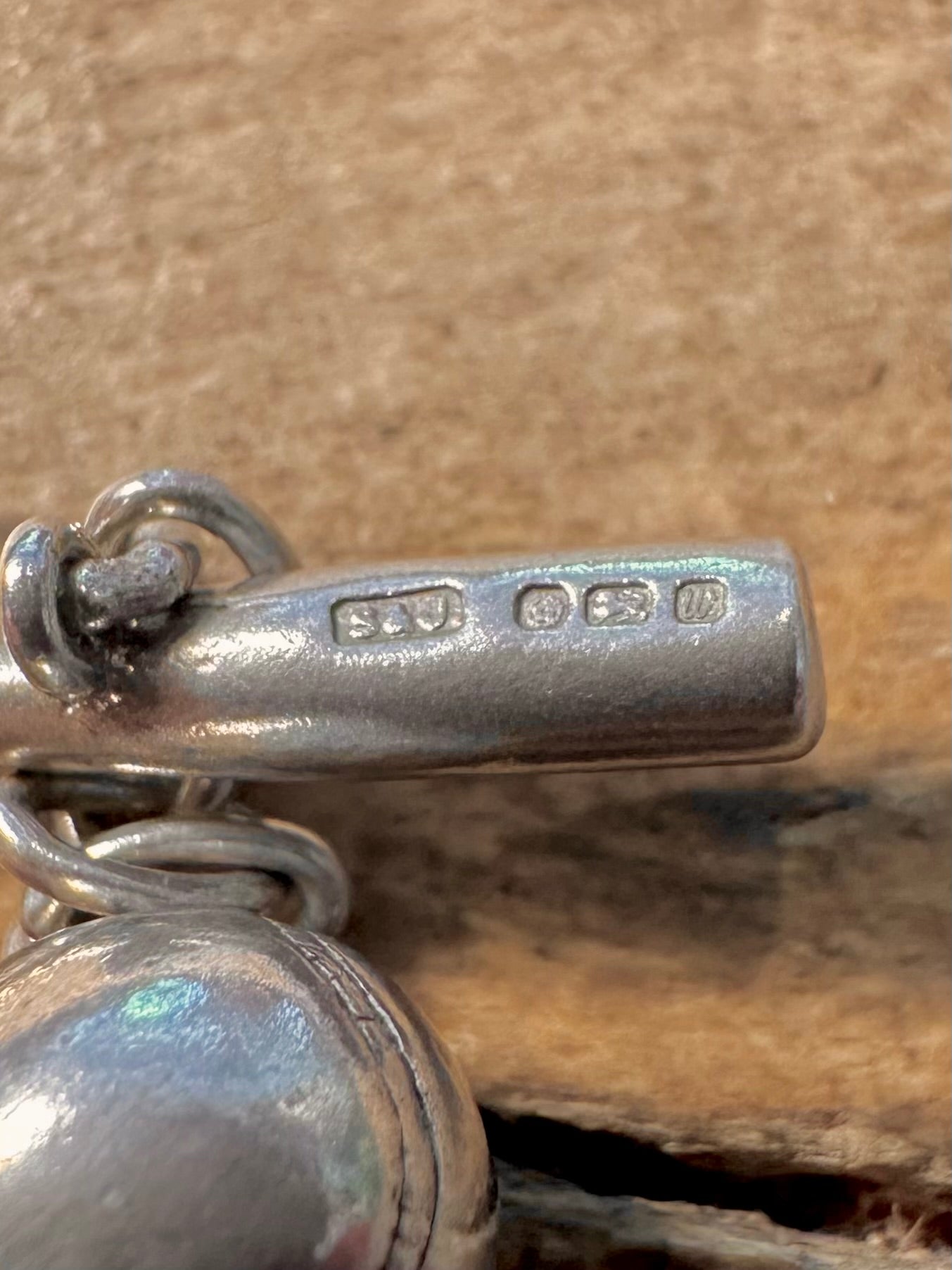 Vintage 1996 Ball and Bat Gold on Handle 925 Silver Pendant