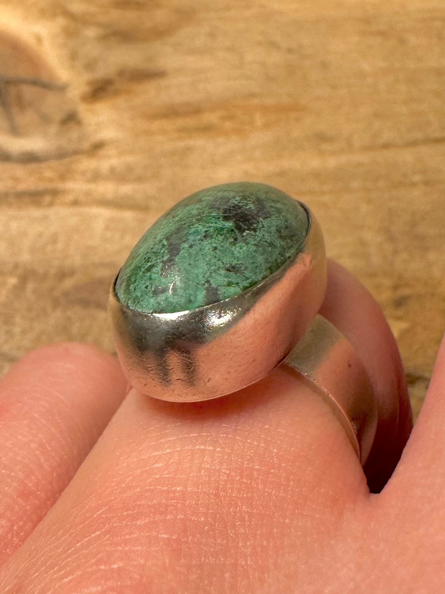 Vintage 1989 Oval Turquoise 925 Silver Size O Ring
