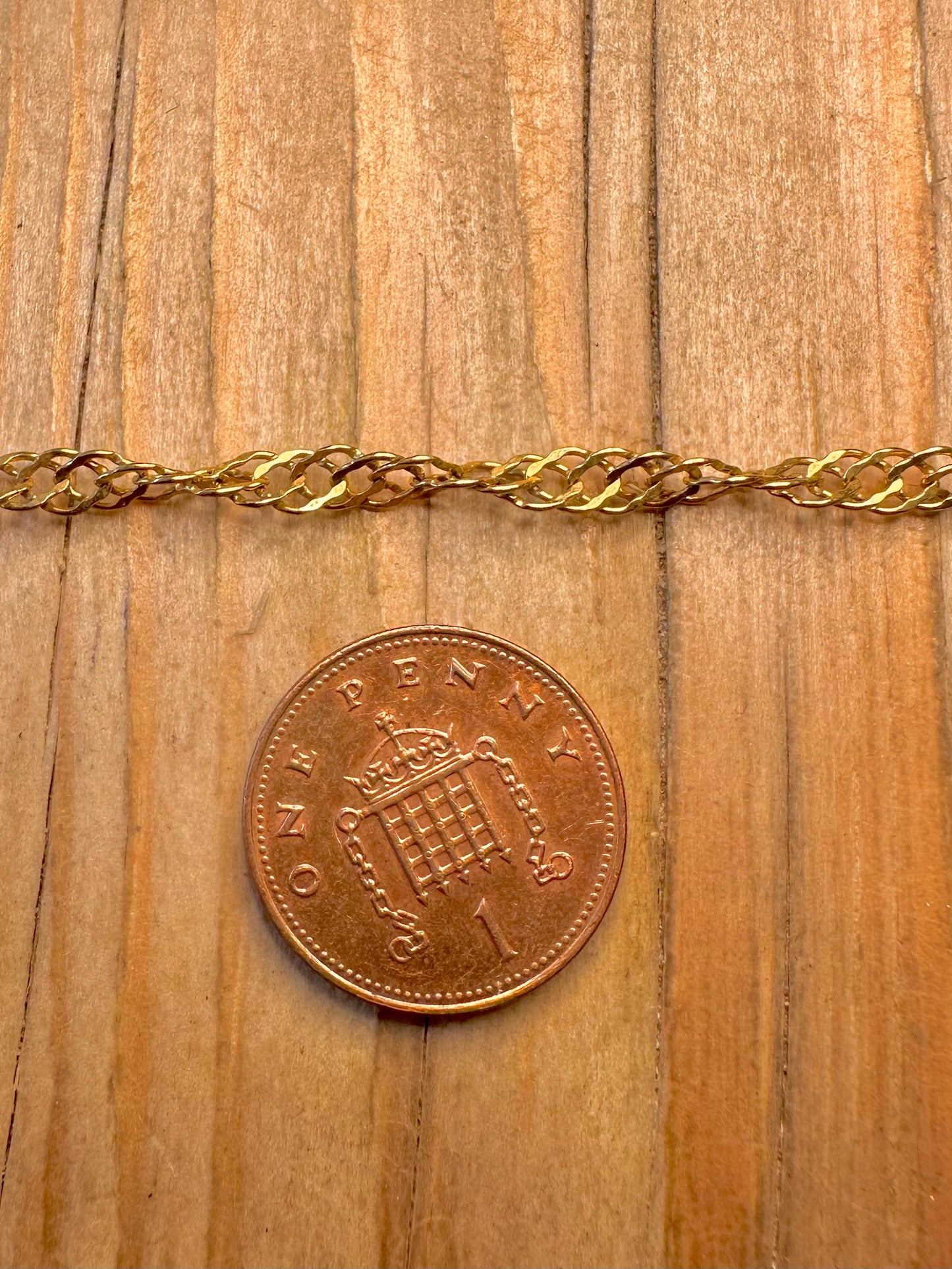 Vintage Twisted Chain Gold on 925 Silver 17.6 inch Necklace