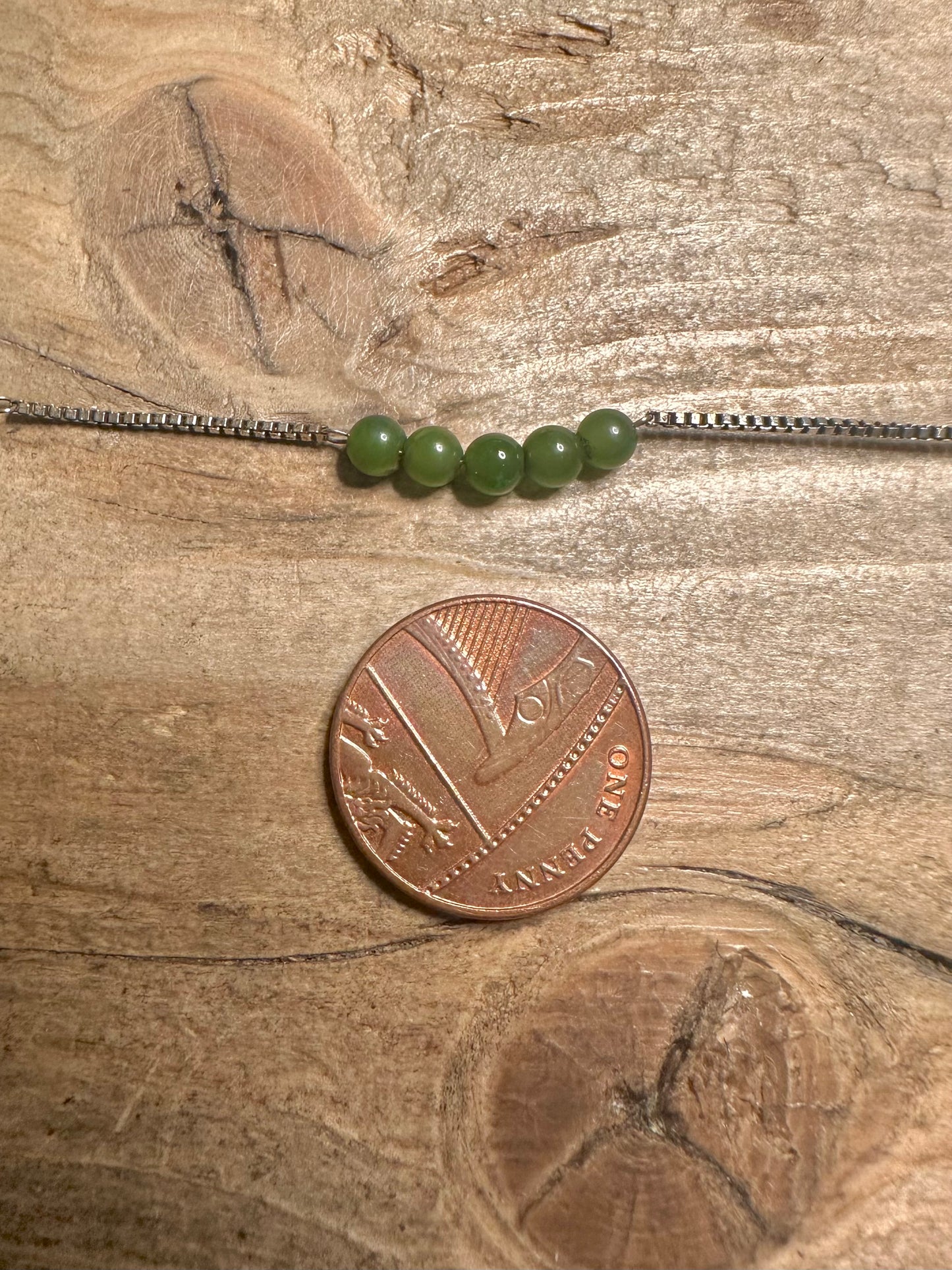 Vintage Jade Balls Box Chain 925 Silver 14.5 inch Necklace