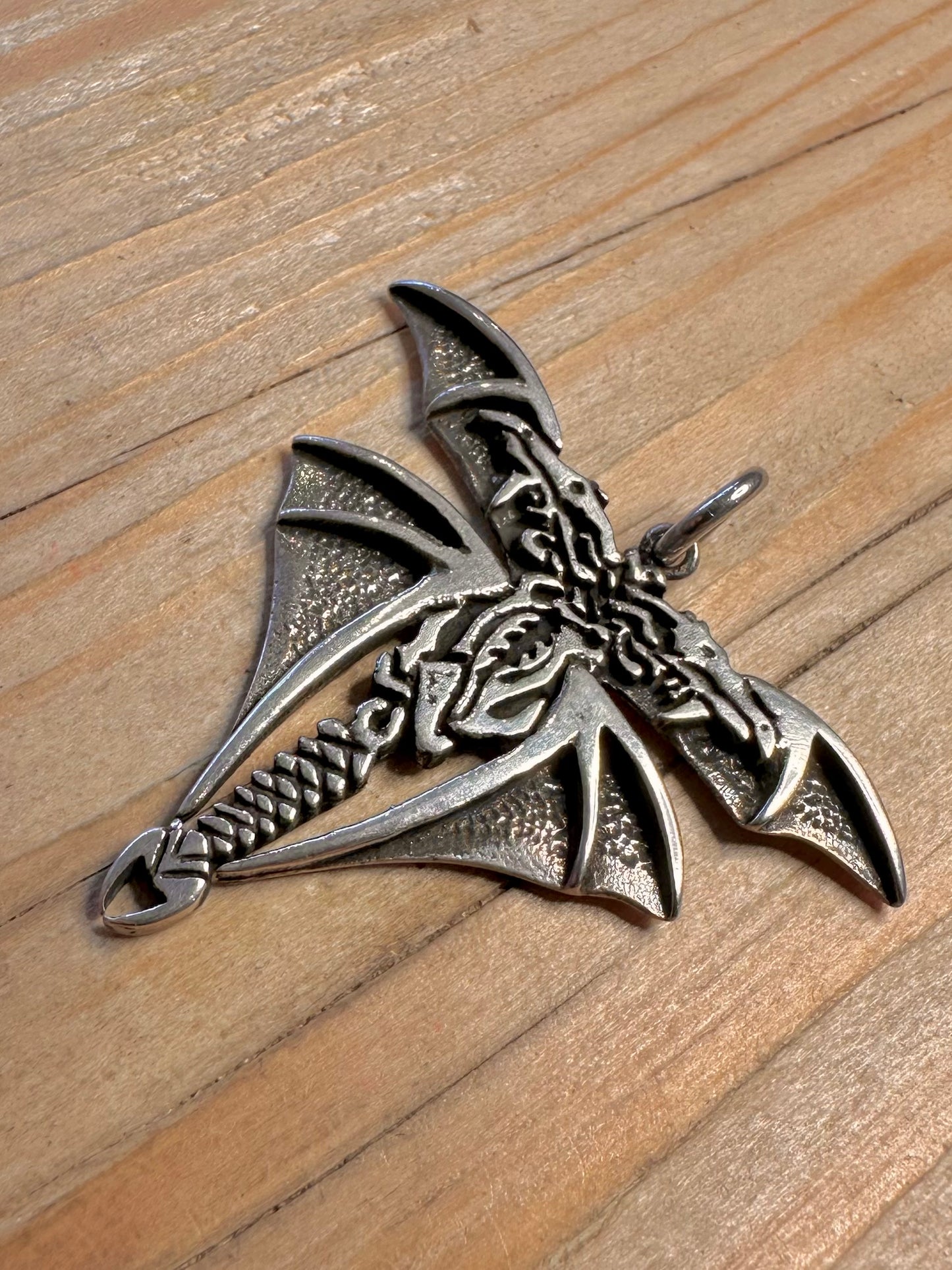 Vintage Tribal Double Dragon 925 Sterling Silver Pendant