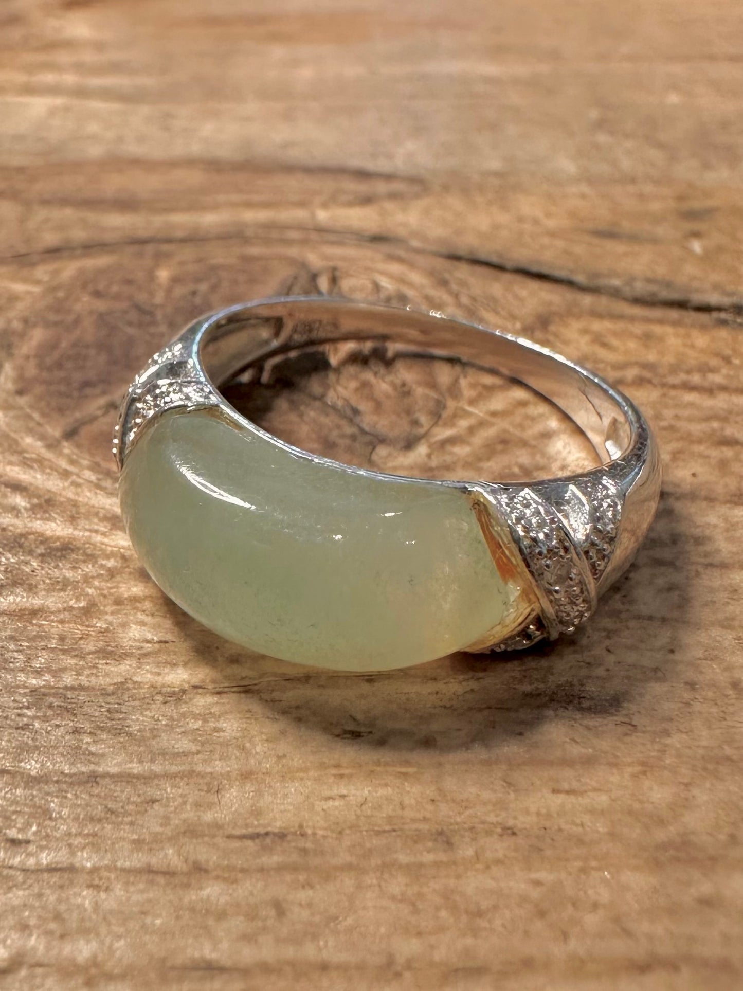 Vintage Jade 925 Silver Size Q Ring