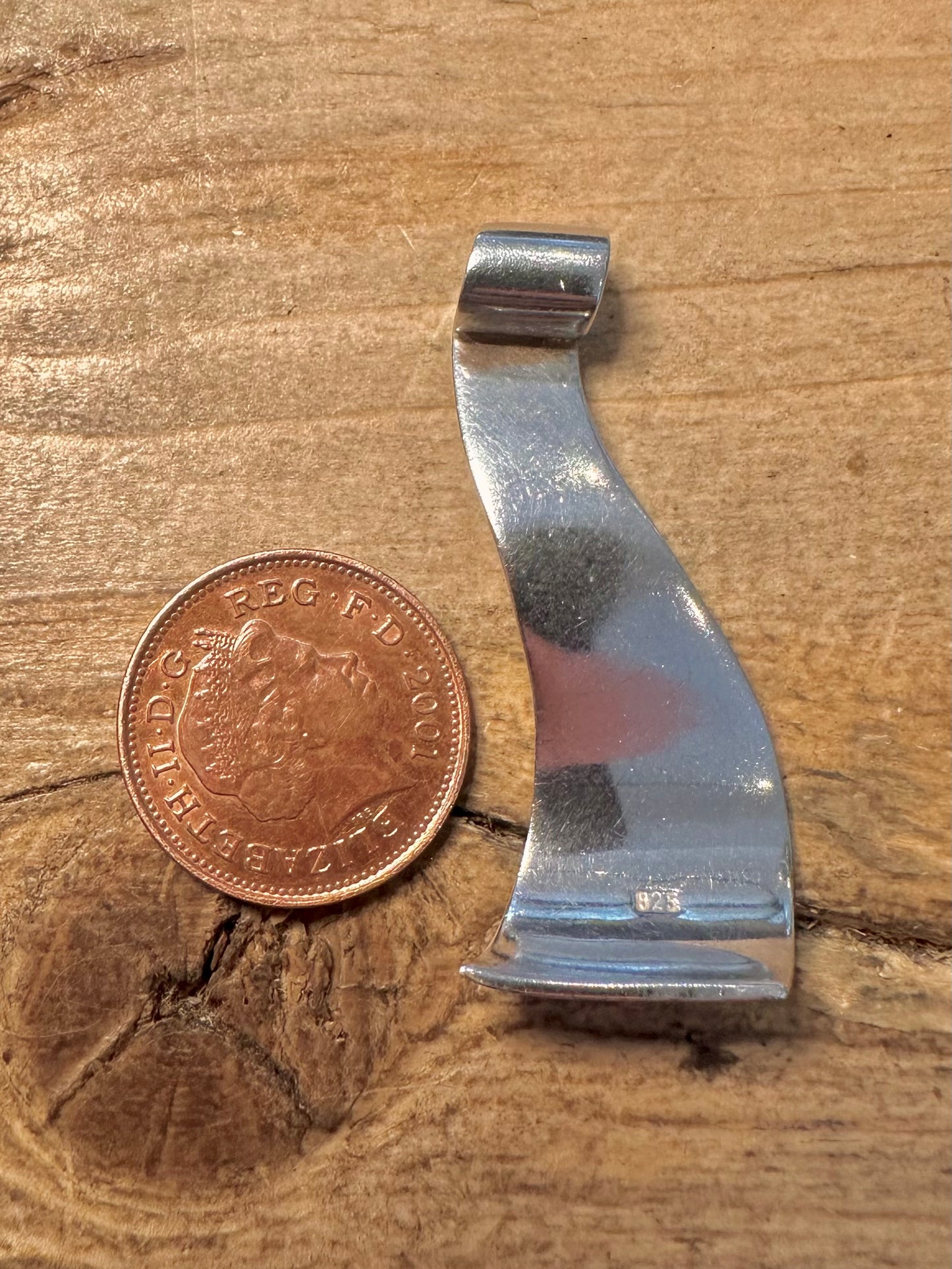 Modernist Wavy 925 Silver Pendant