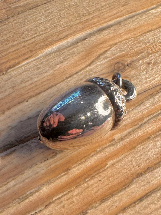 Vintage Acorn 925 Sterling Silver Charm Pendant