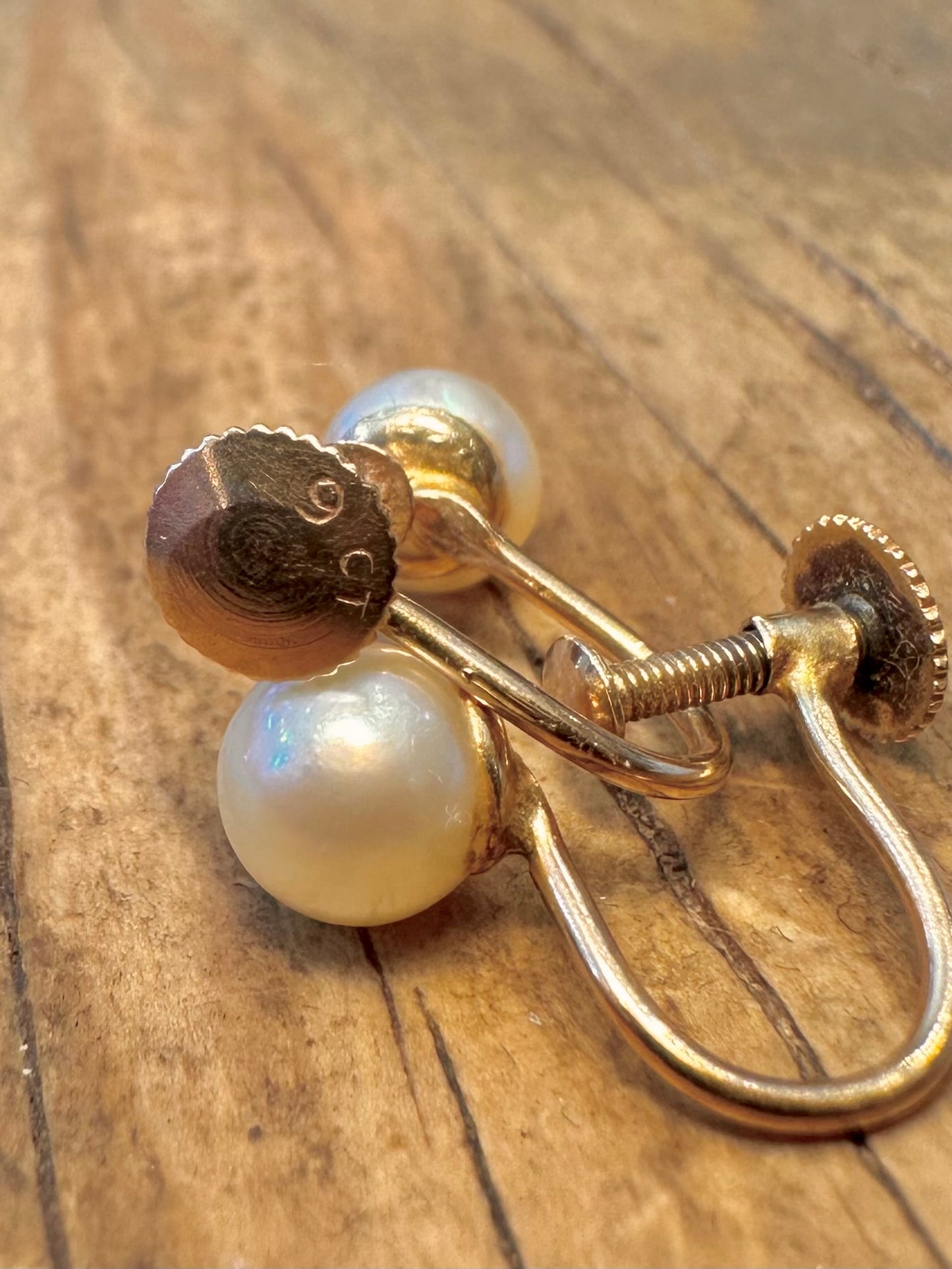 9 Karat Gold Perlen Ohrschrauben