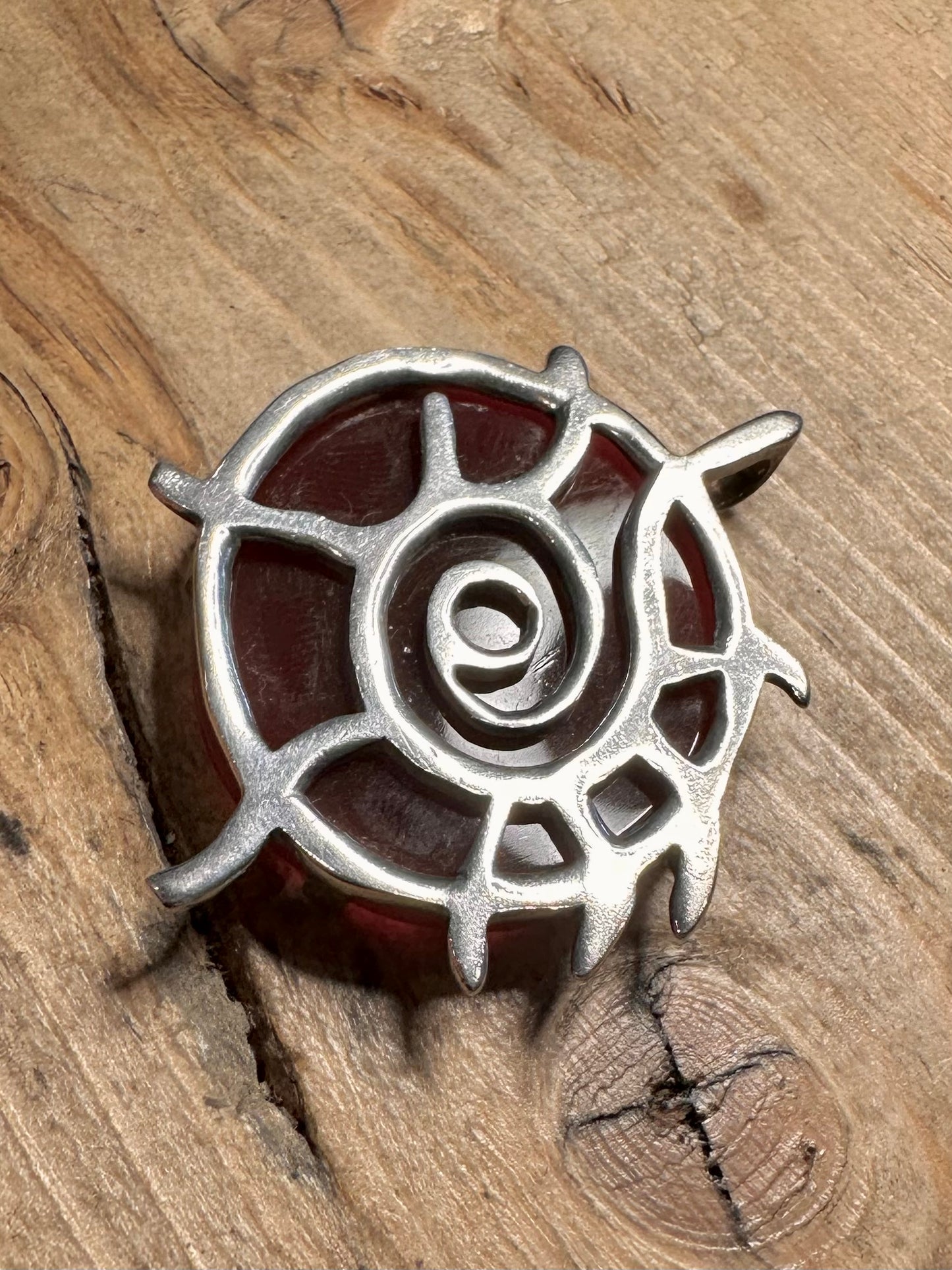 Abstract Swirl Carnelian 925 Silver Pendant