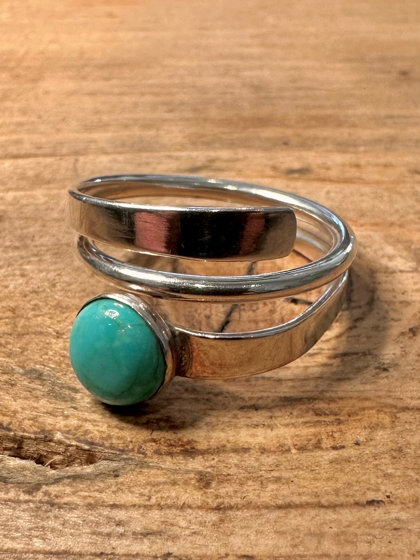 Abstract Layer Turquoise 925 Silver Size T1/2 Ring