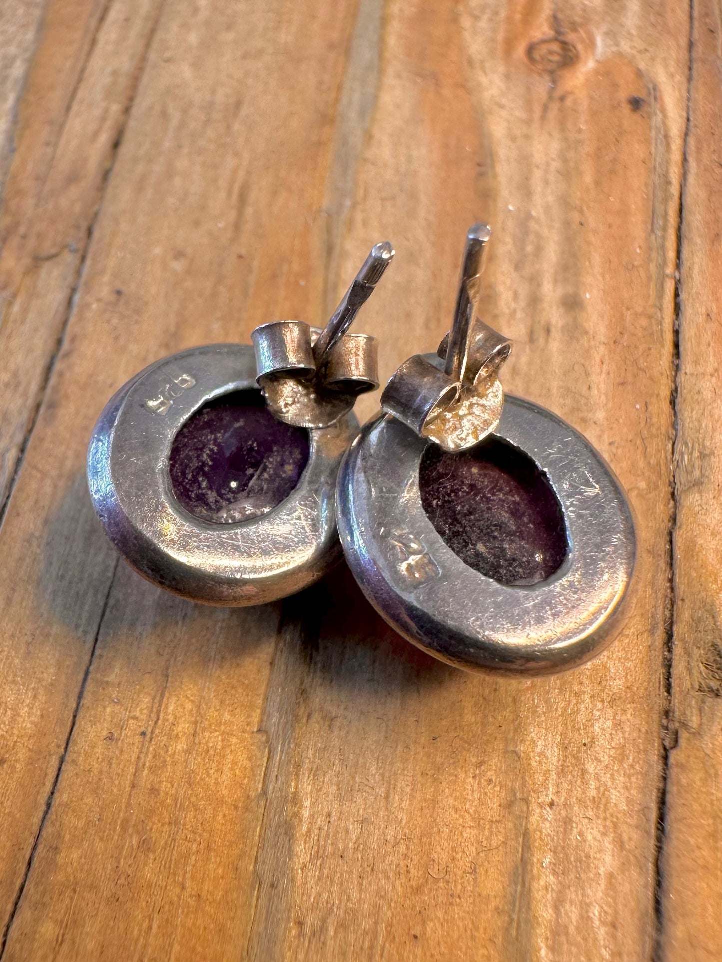 Amethyst Oval Stud 925 Sterling Silver Earrings