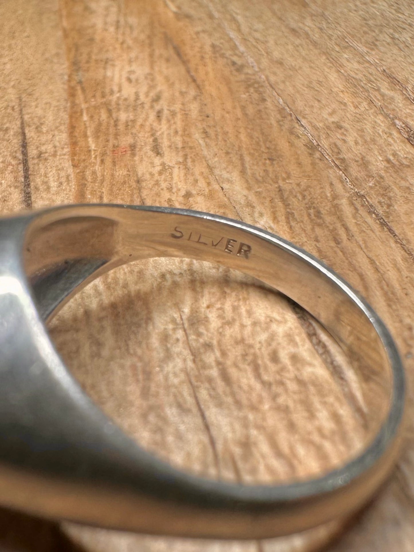 Vintage Dark Blue 925 Sterling Silver Size M Ring