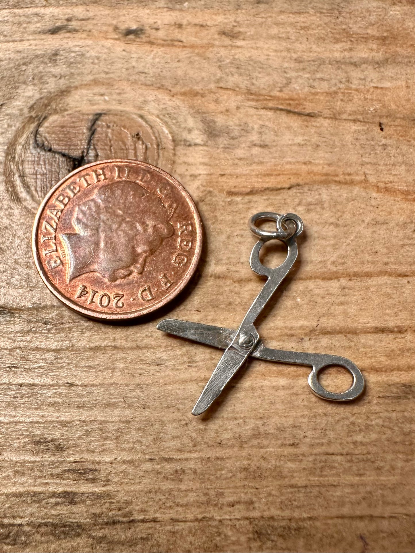 Vintage Articulated Scissors 925 Silver Pendant