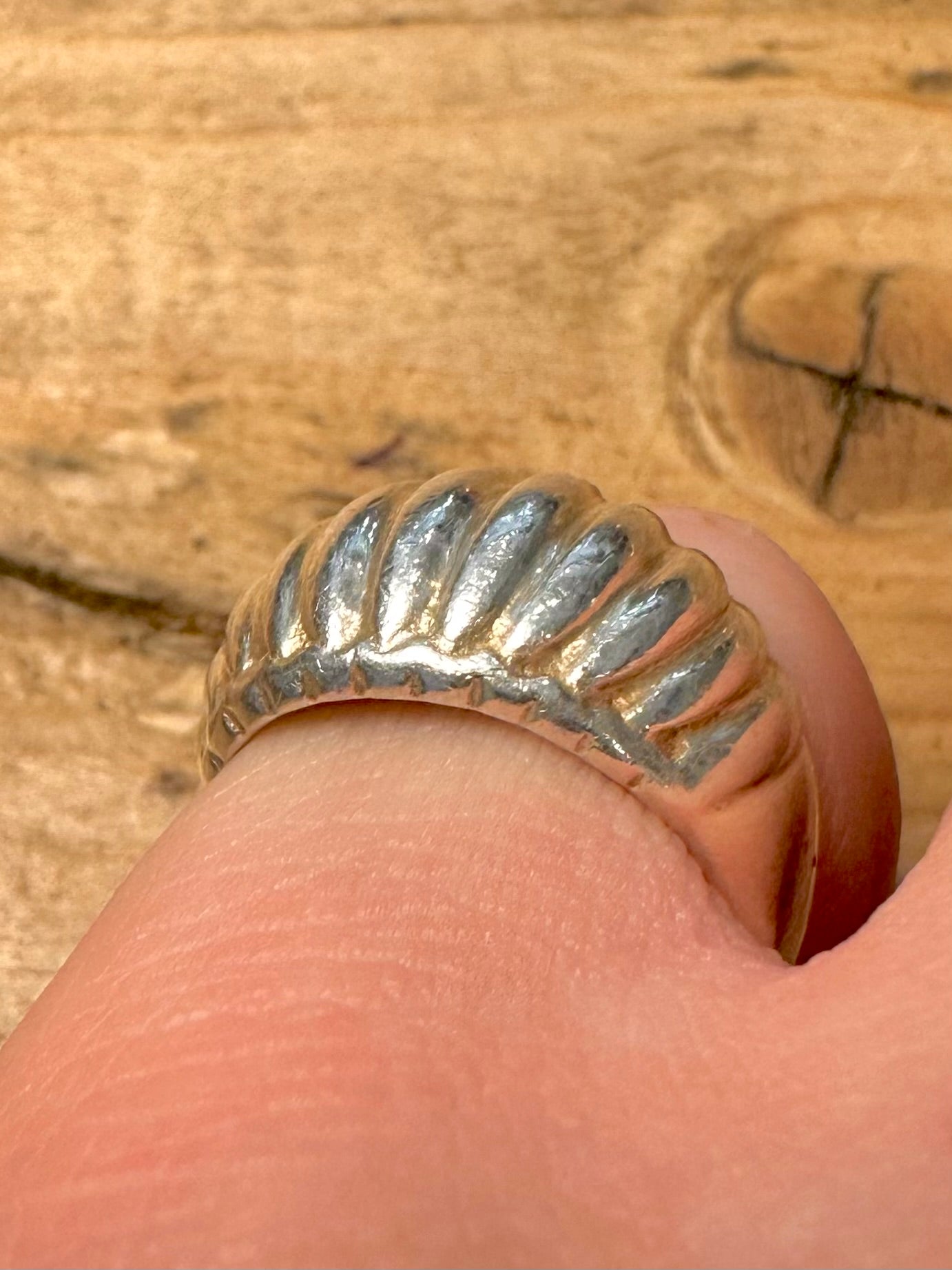 Abstract Textured Dome 925 Silver Size M1/2 Ring