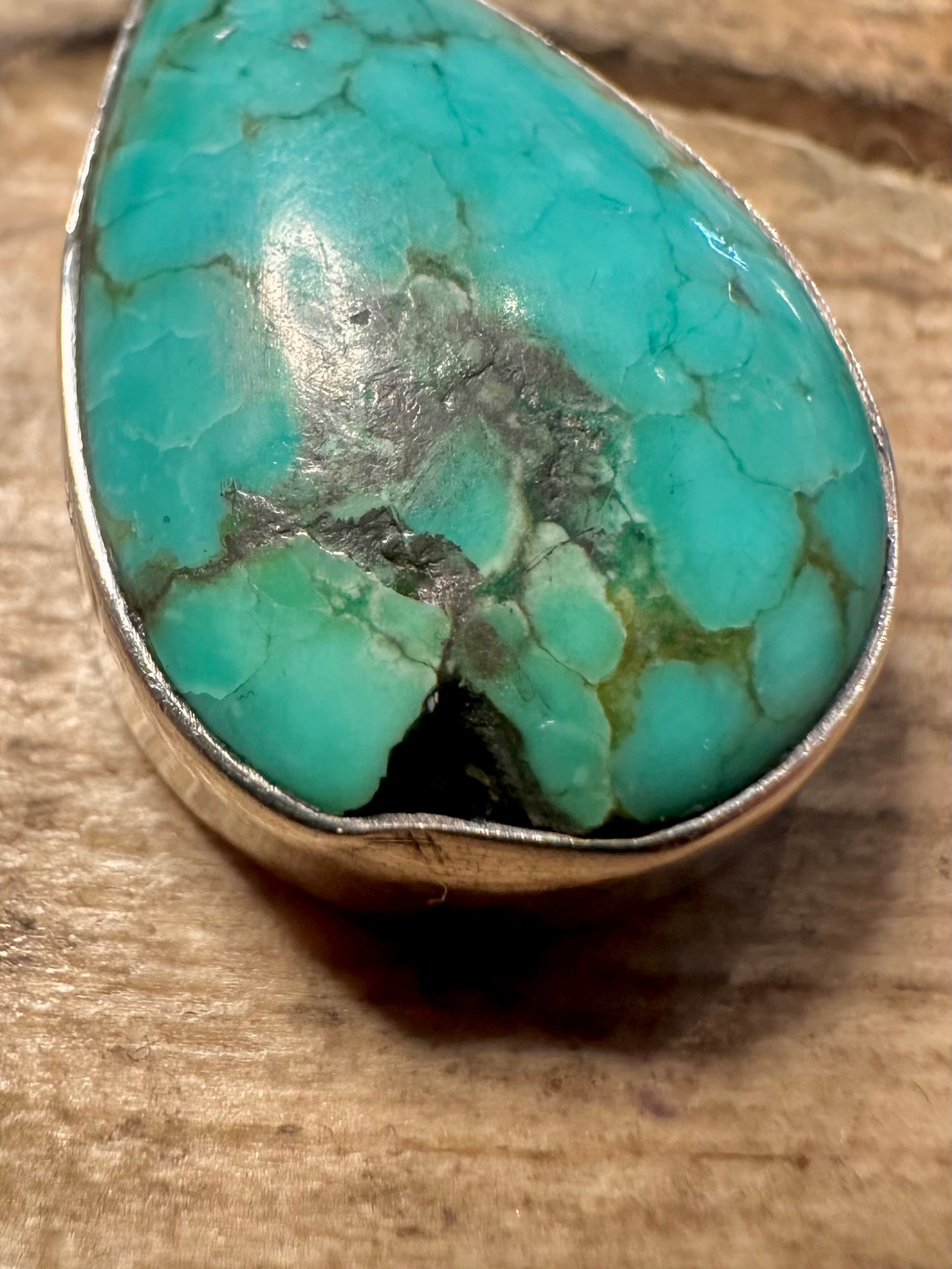 Vintage Raw Turquoise Tear Drop 925 Silver Earrings