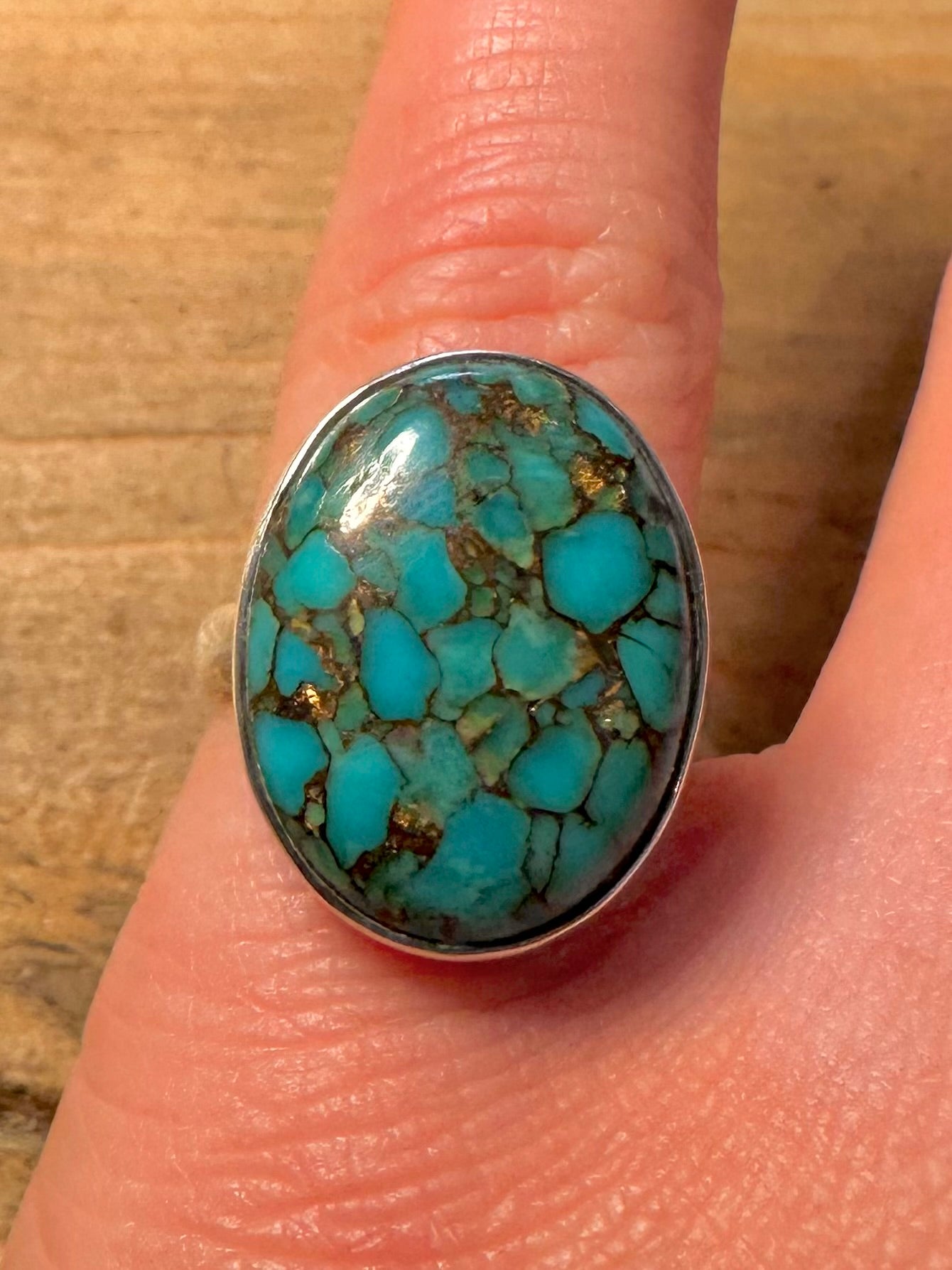 Vintage Natural Turquoise 925 Silver Size N1/2 Ring
