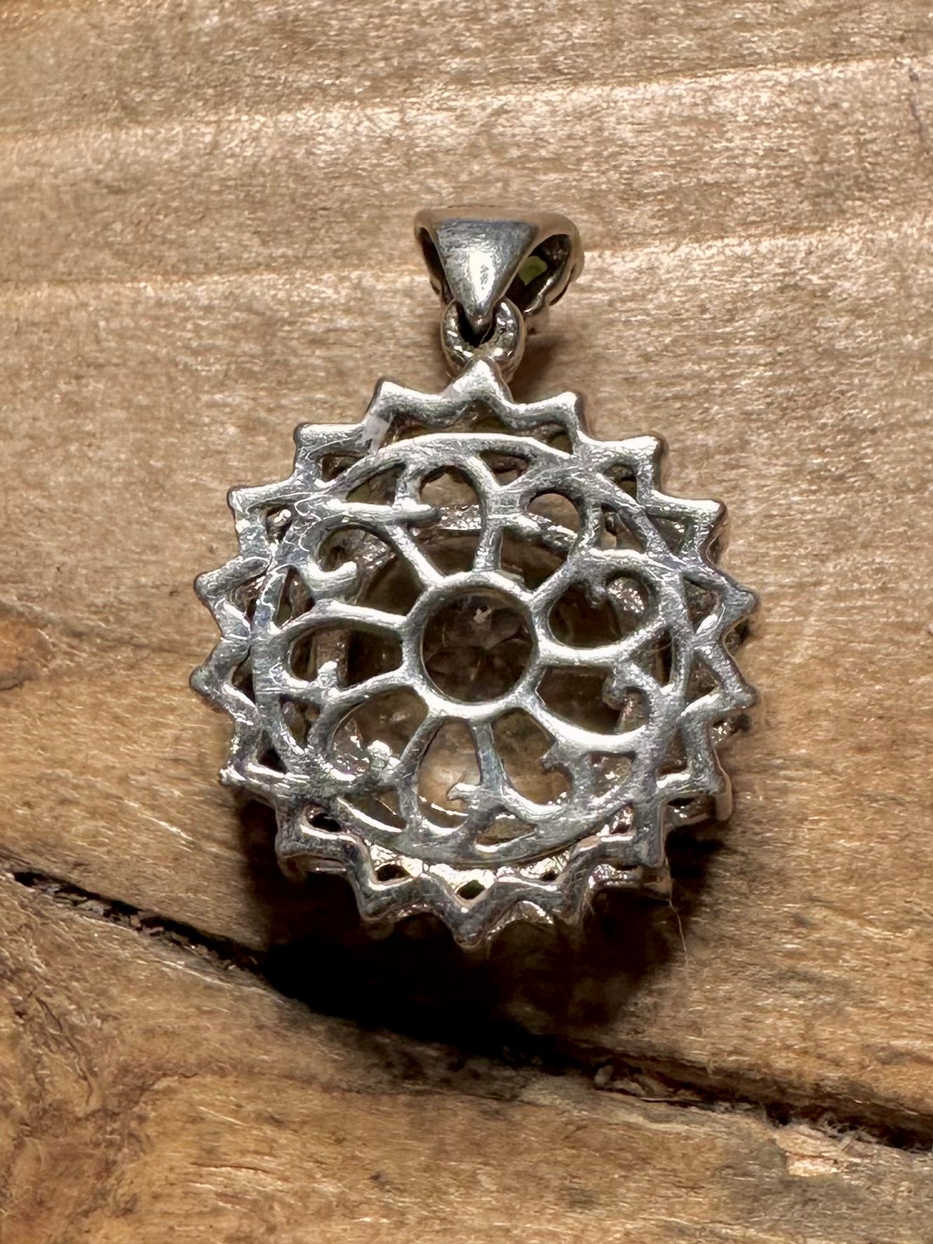 Vintage Quarts and Green Stone 925 Silver Pendant