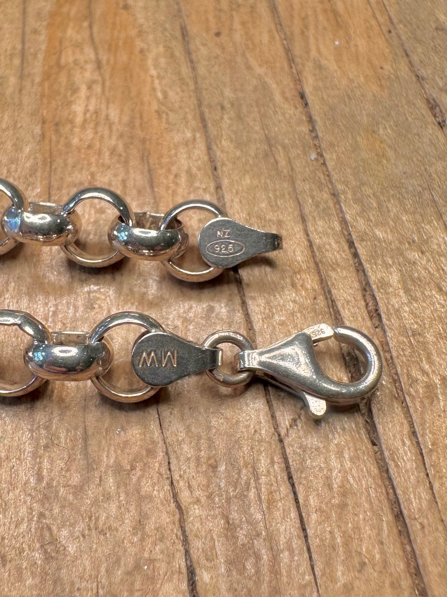 Vintage Chunky Belcher Chain Maker MW 925 Sterling Silver 19.6 inch Necklace