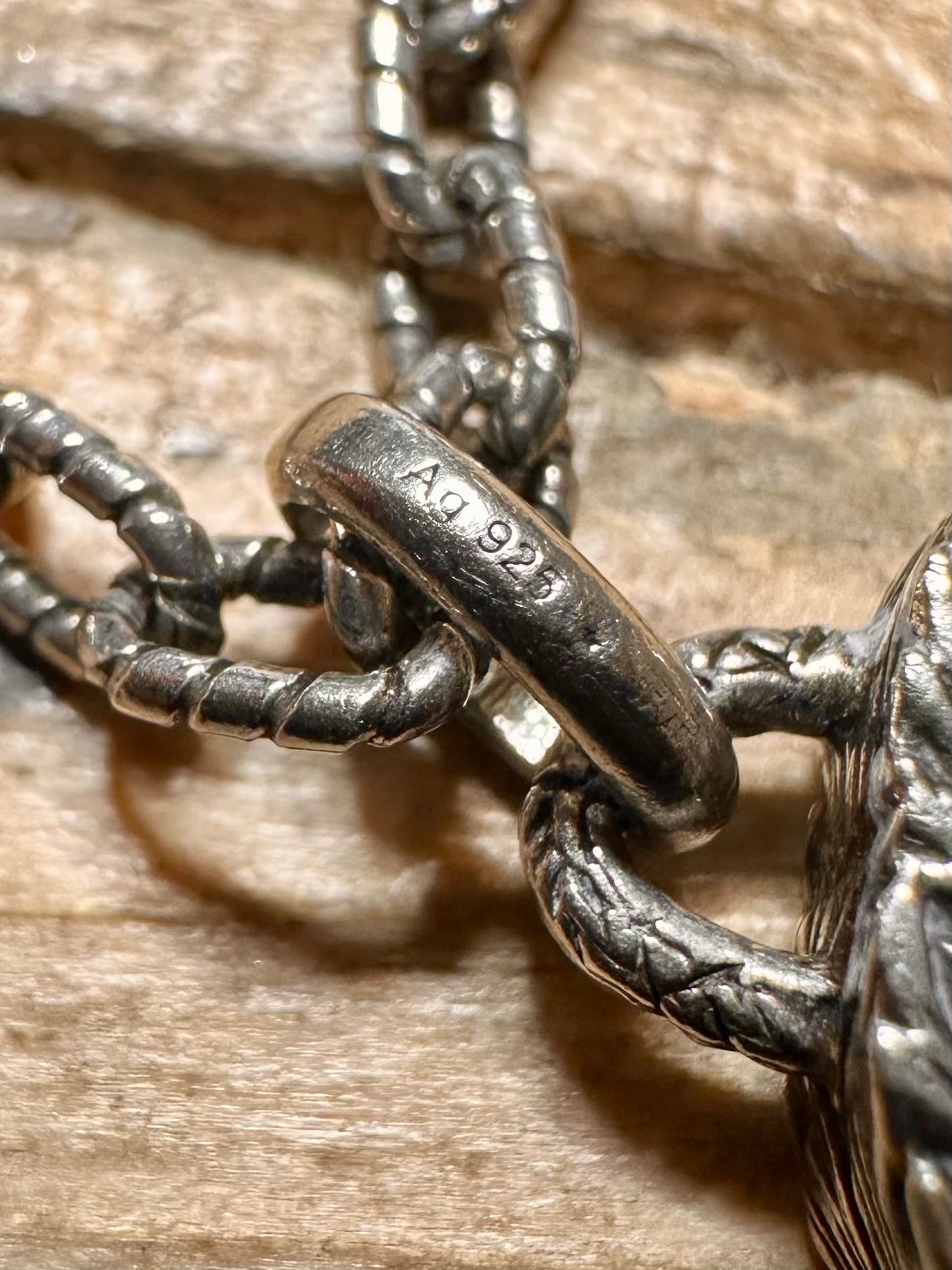 Vintage GUCCI GG Textured 925 Silver 17.5 inch Necklace