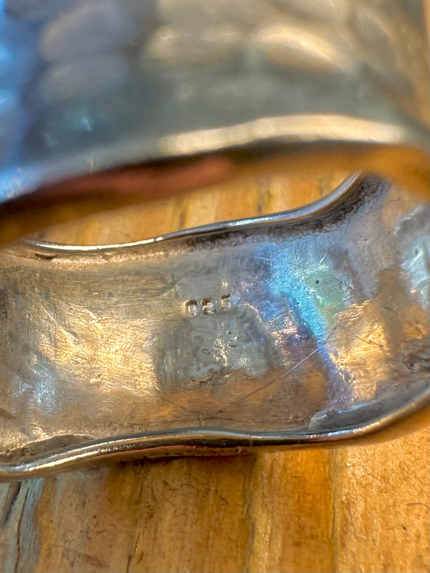 Hammered Wavy Band 925 Sterling Silver Size S1/2 Ring
