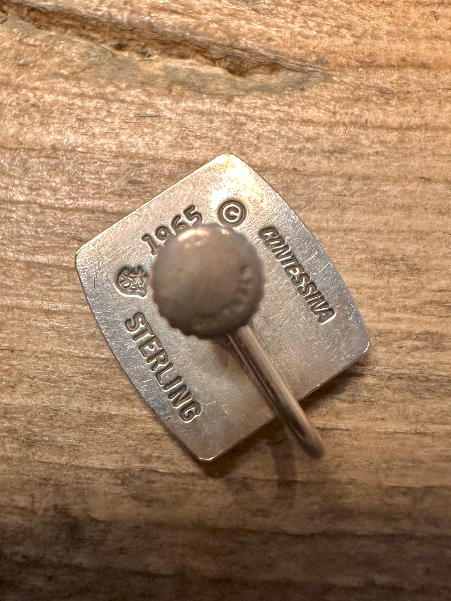 Vintage 1965 Floral Square Contessina Screw On 925 Silver Earrings