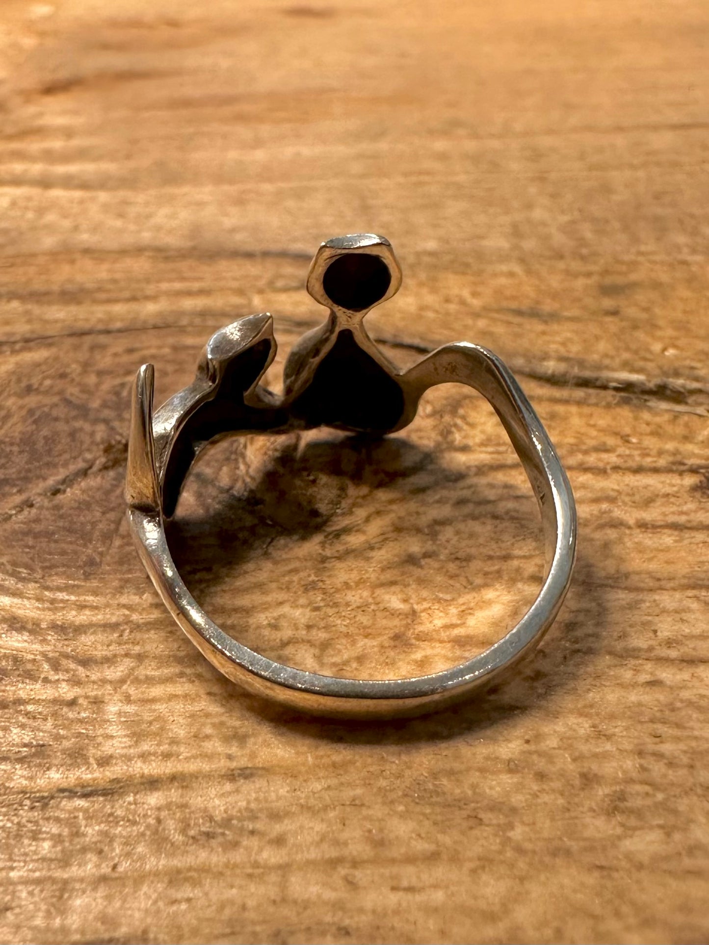 Abstract Two Cats 925 Silver Size N1/2 Ring