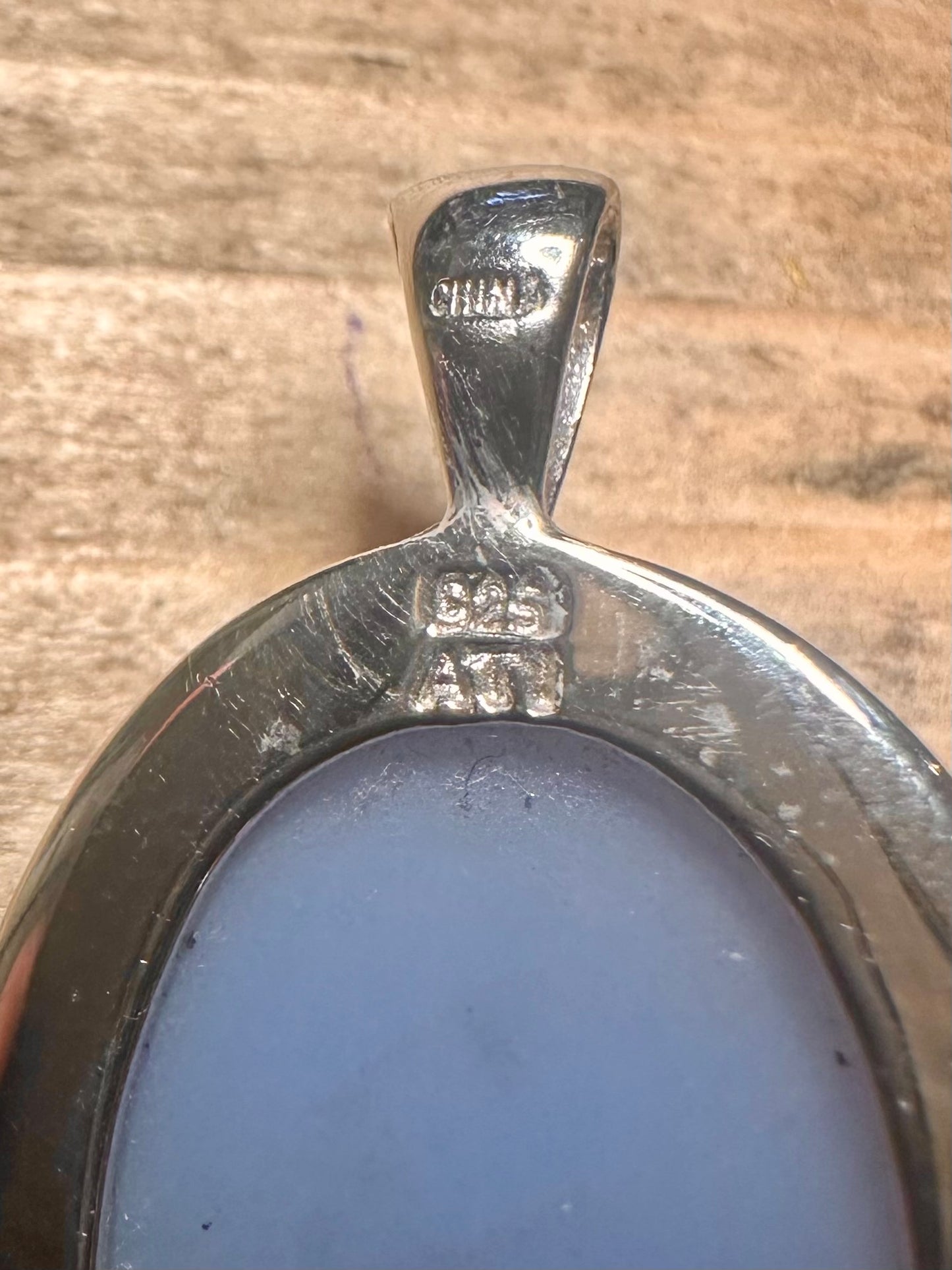 Vintage Cameo Rose Blue 925 Silver Pendant