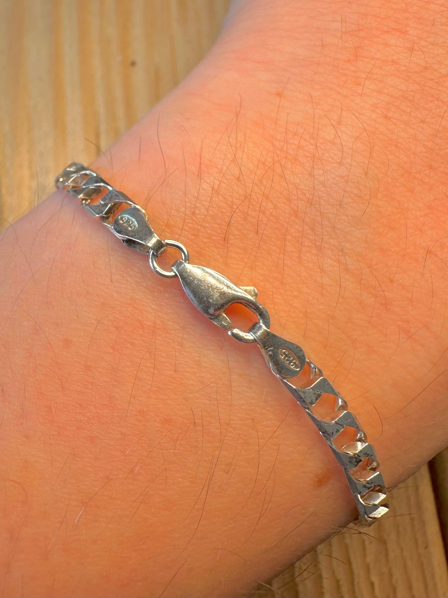 Vintage Curb Chain 925 Sterling Silver 7.4 inch Bracelet