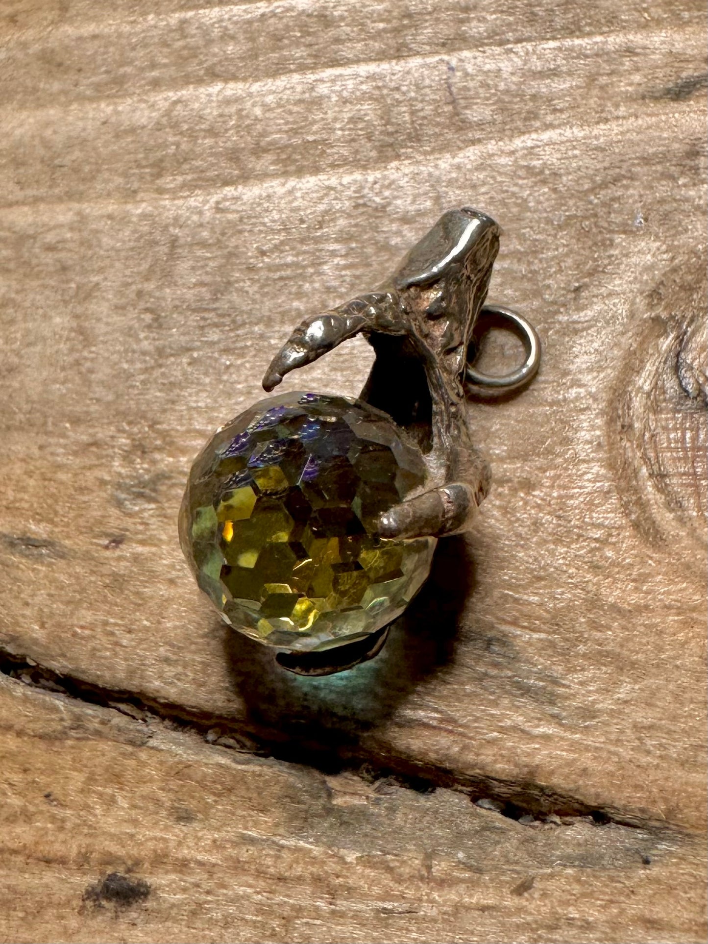 Vintage Crystal Claw 925 Silver Charm Pendant