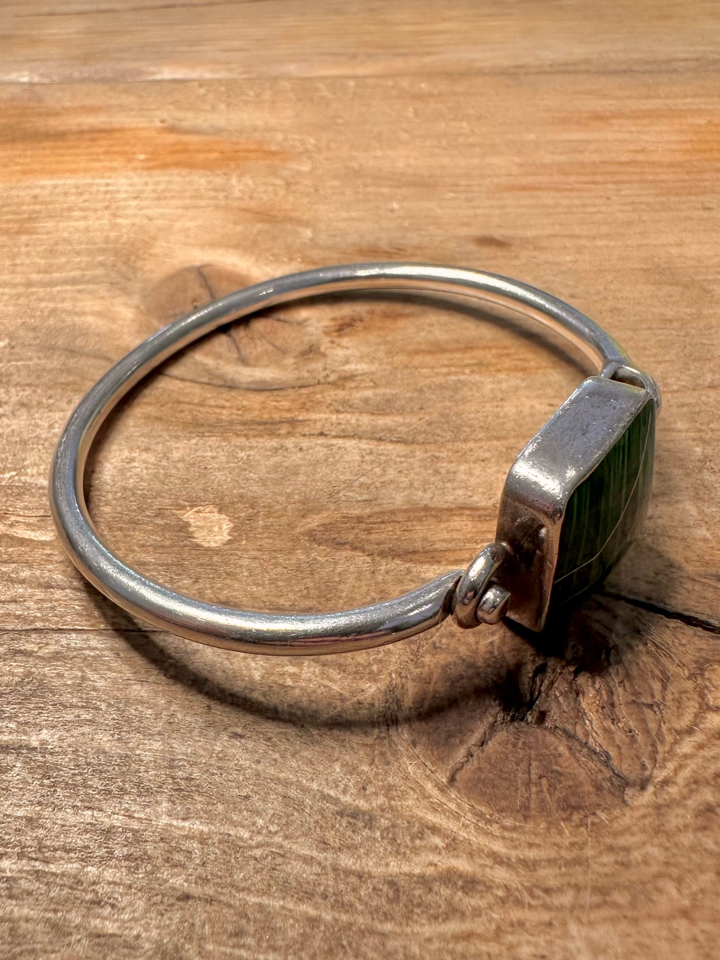 Abstract Malachite Square Mexico 925 Silver Bangle