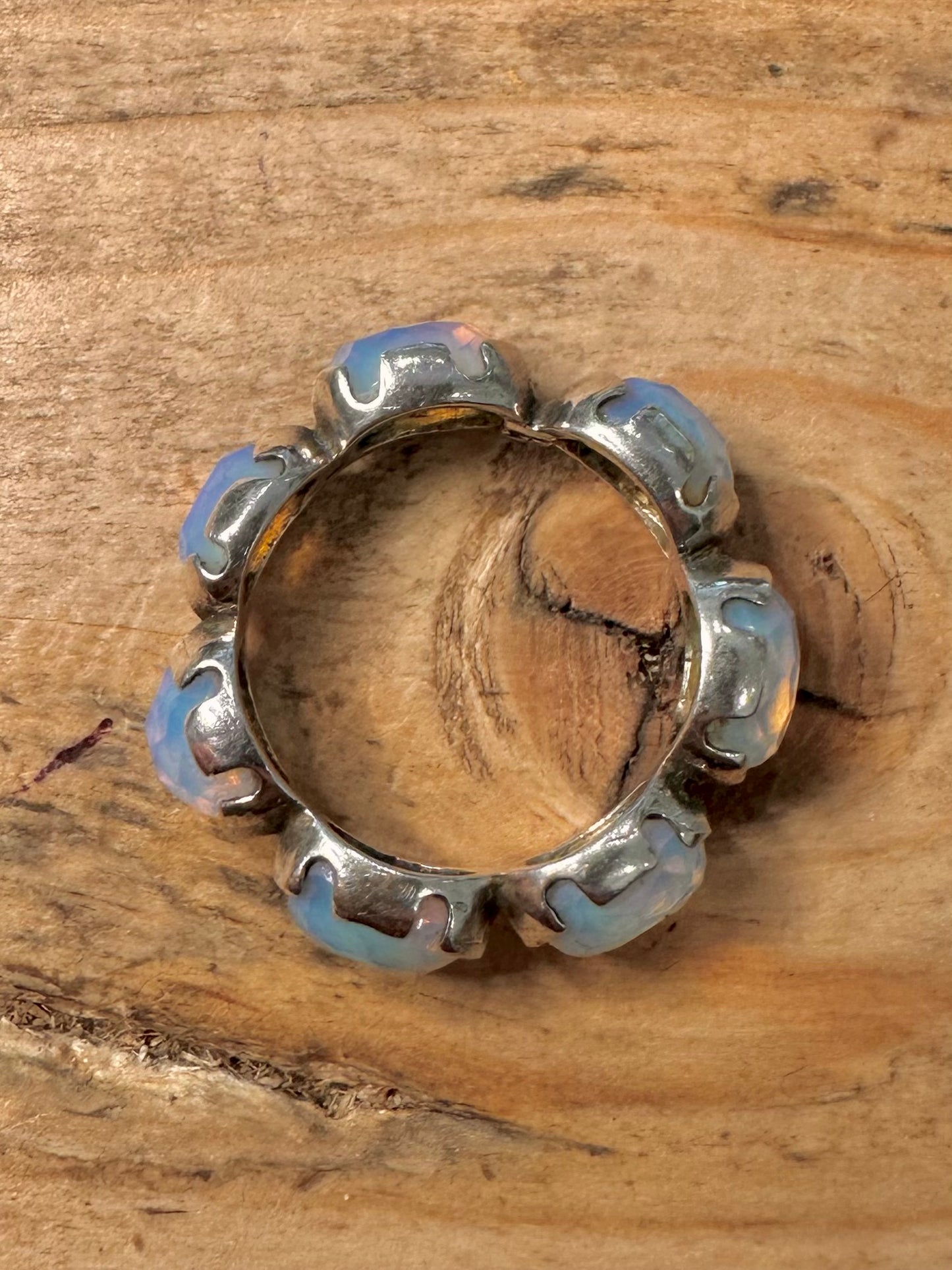 Vintage Faceted Opalite 925 Silver Size P Ring