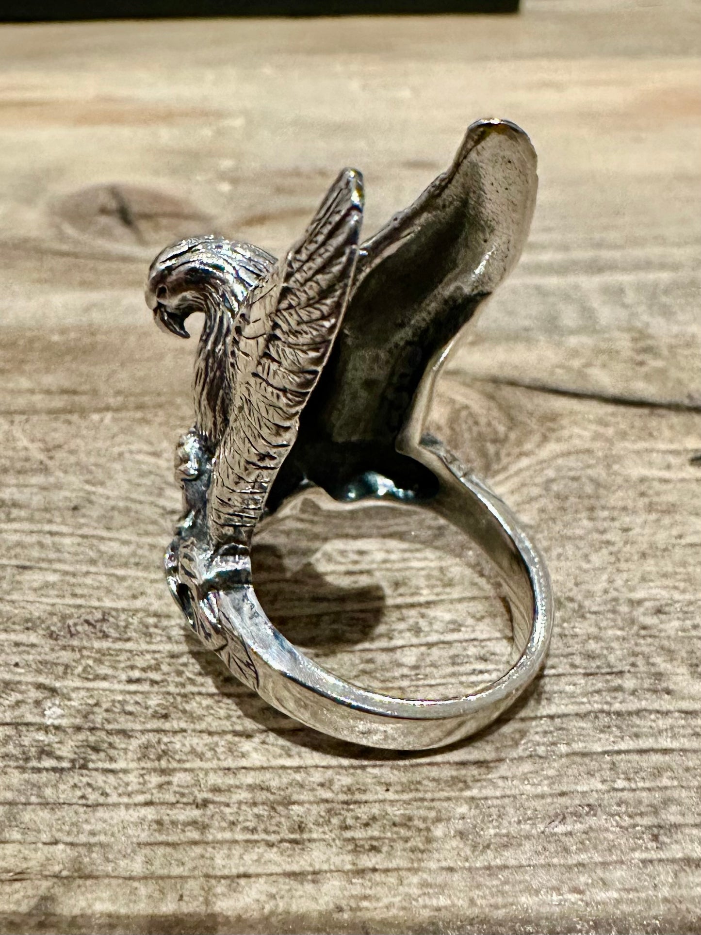 Vintage Large Eagle Perched 925 Silver Size U1/2 Ring