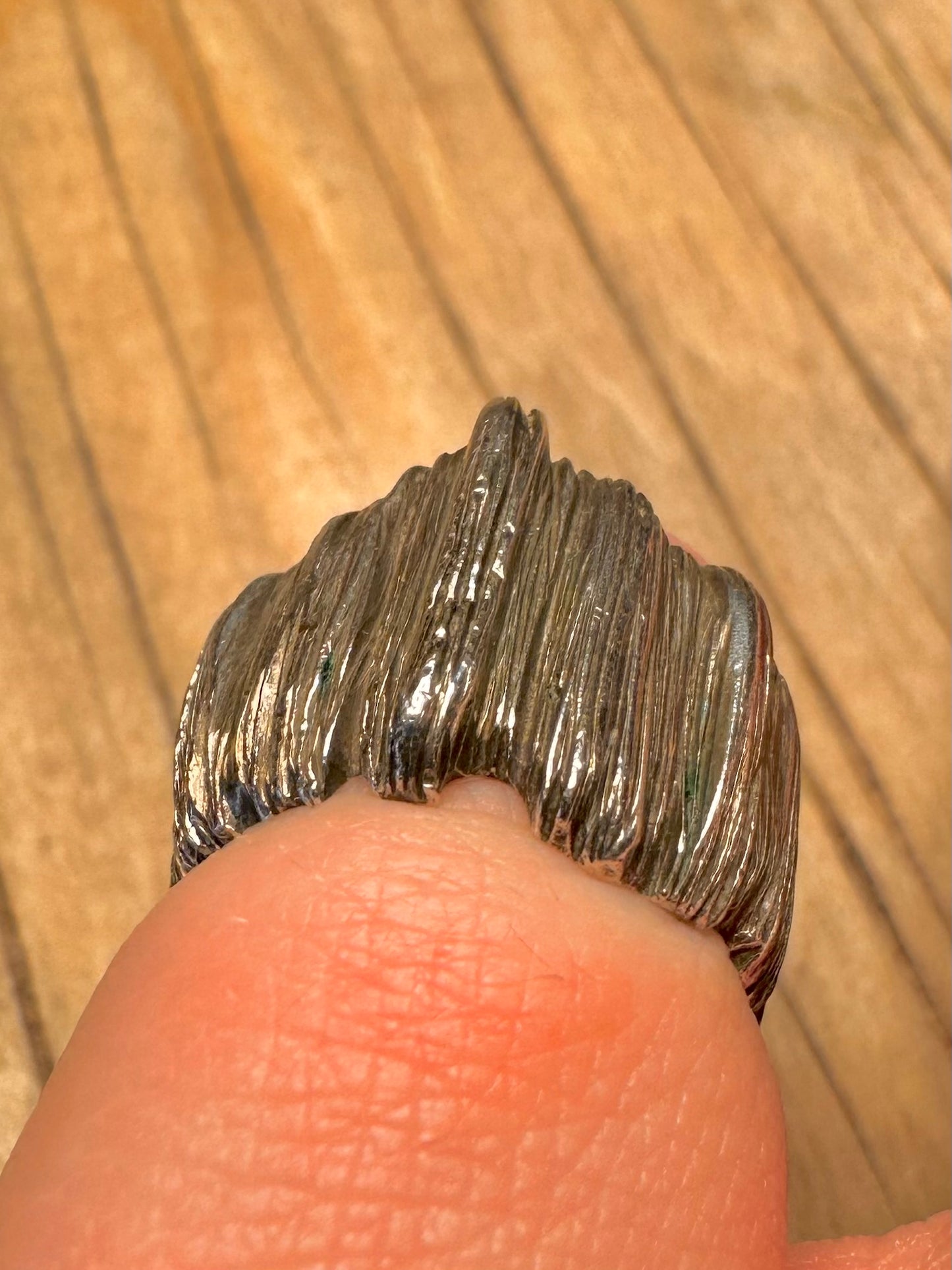 Brutalist Textured 925 Sterling Silver Size j1/2 Ring