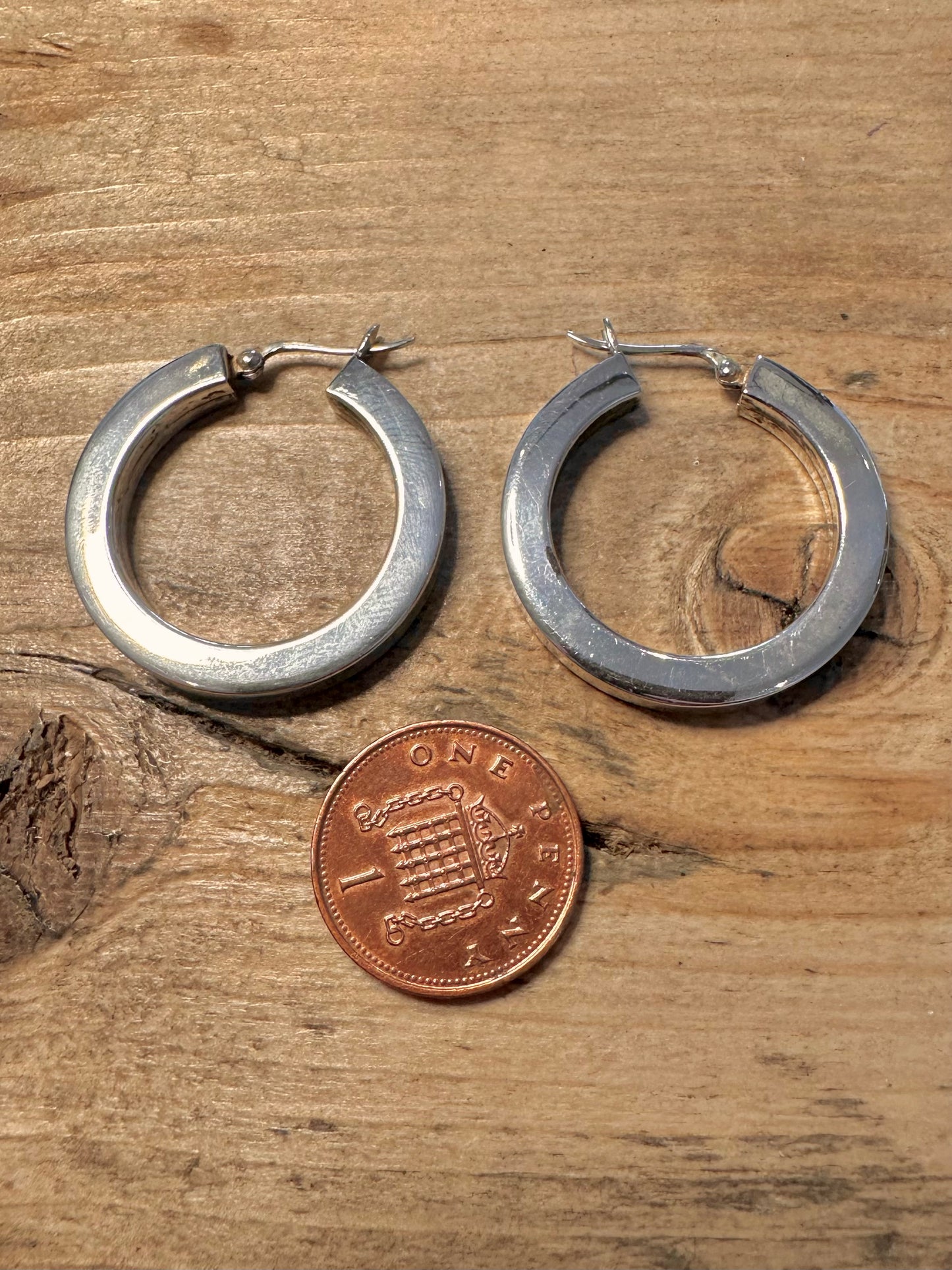 Vintage Chunky Hoops 925 Silver Earrings
