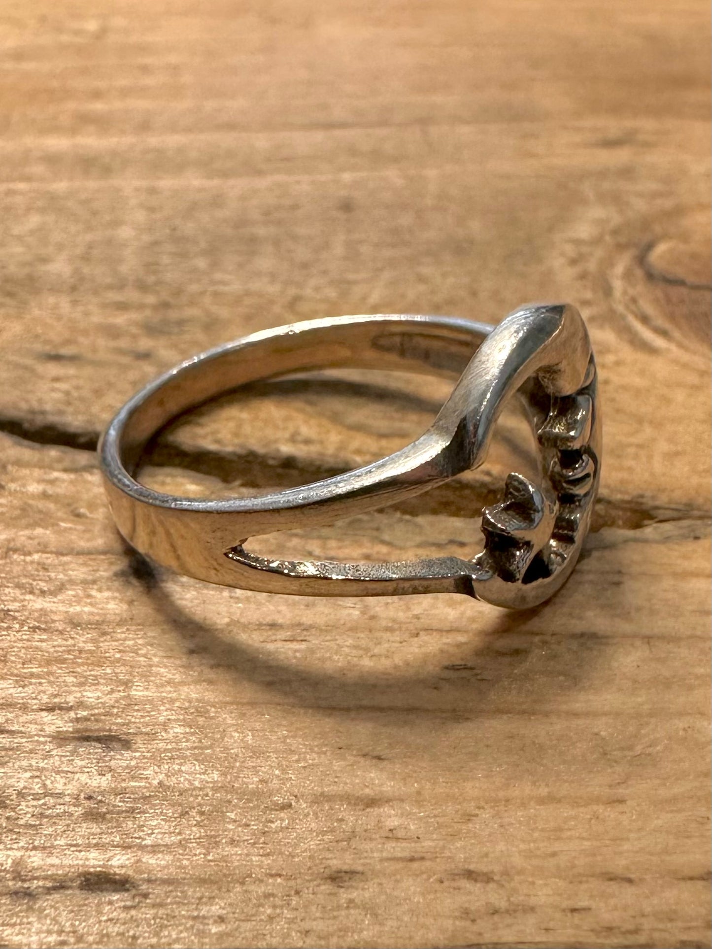 Vintage Moon and Star 925 Silver Size R Ring