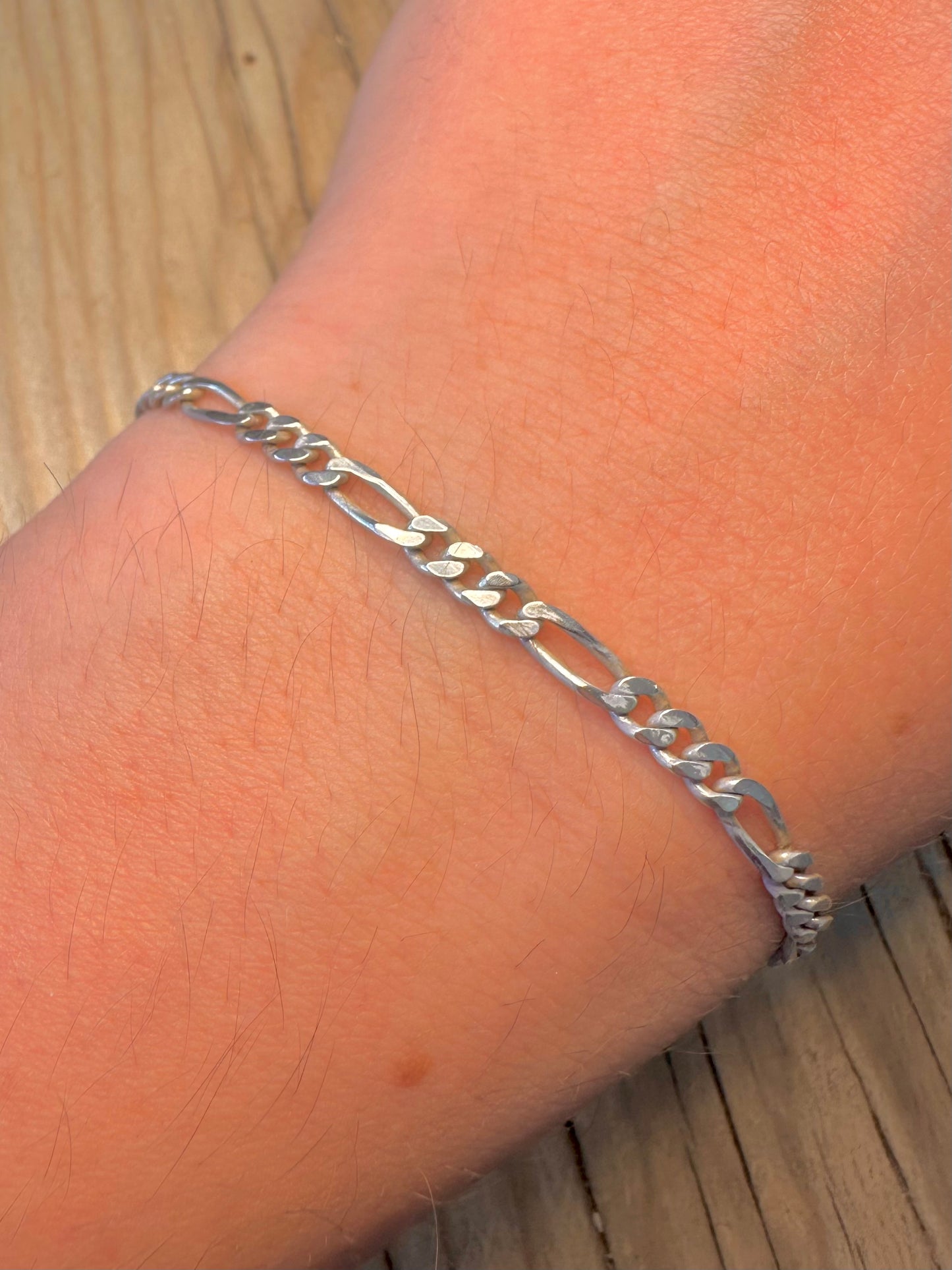 Vintage Figaro Chain Italy 925 Sterling Silver 7.5 inch Bracelet