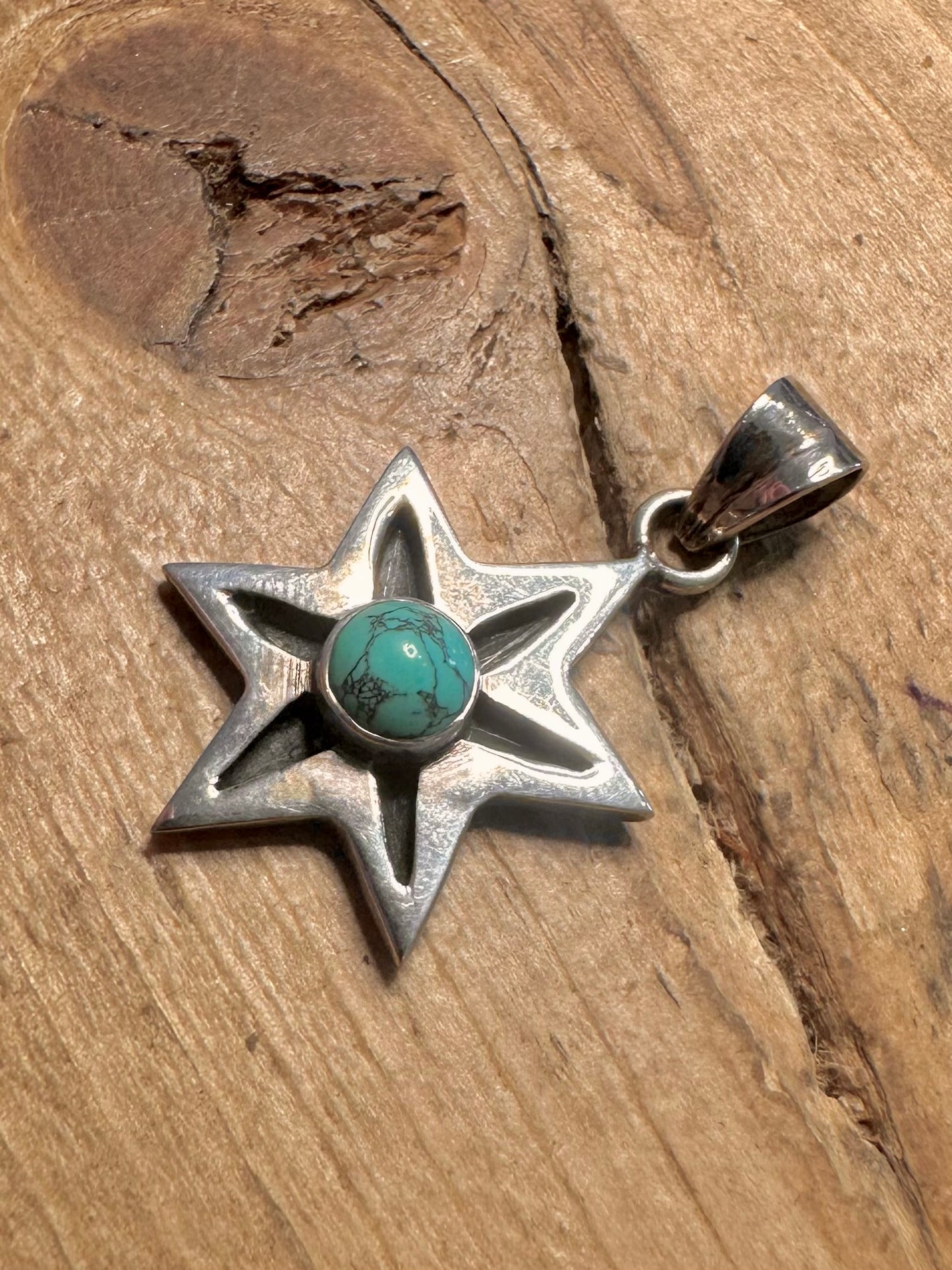 Vintage Turquoise Star 925 Silver Pendant