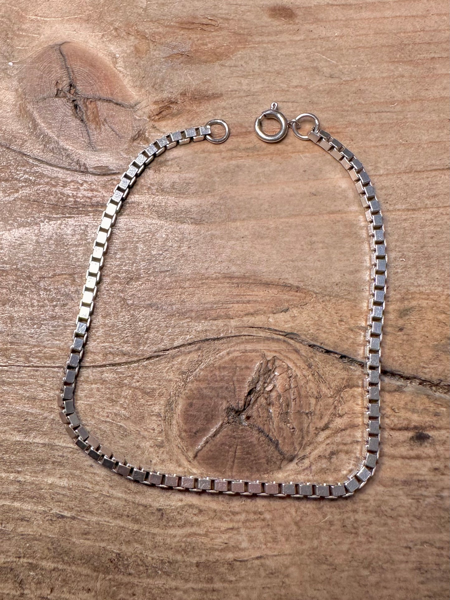 Vintage Box Chain 925 Silver 7.5 inch Bracelet