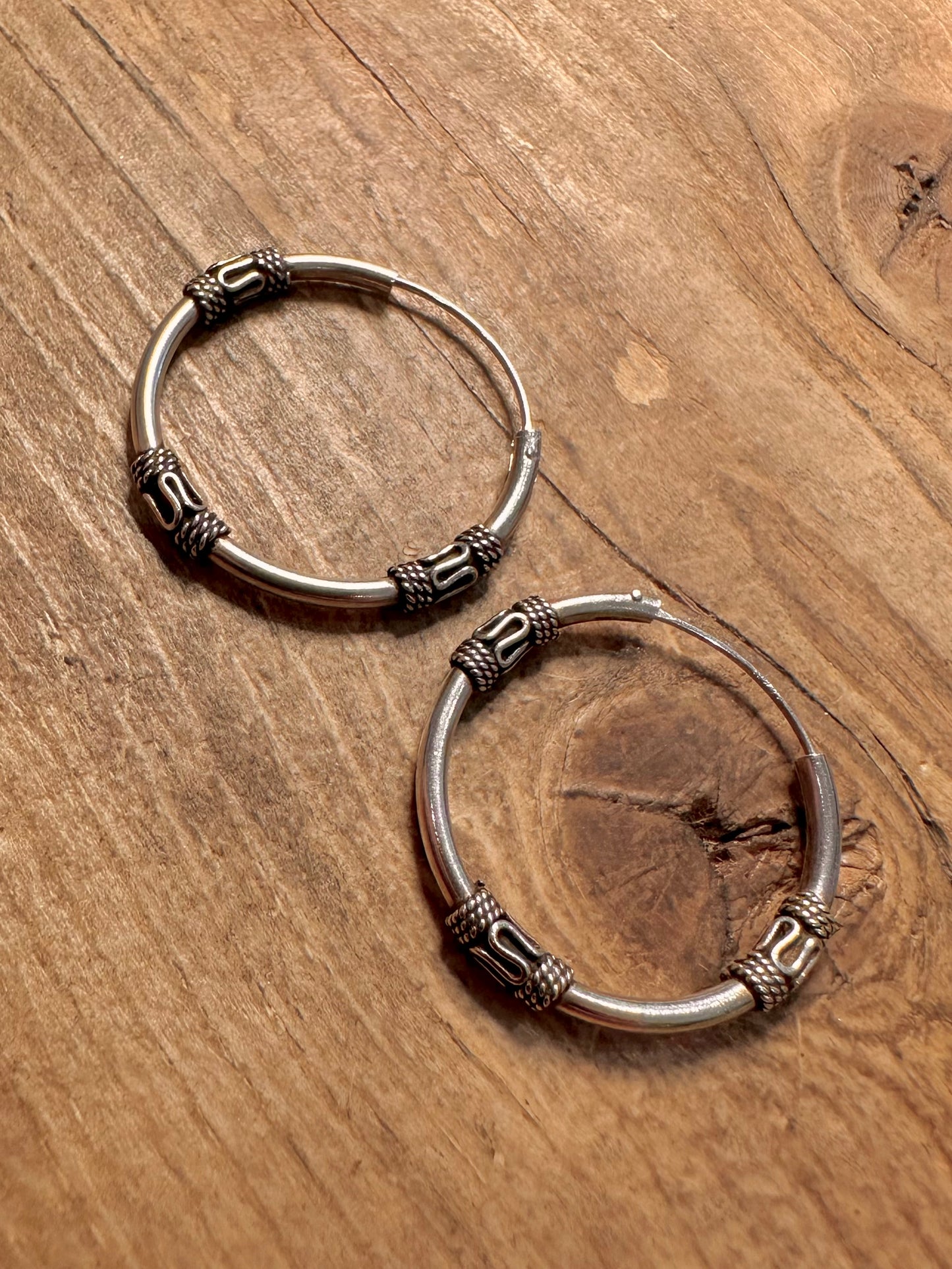Vintage Tribal Hoop 925 Silver Earrings