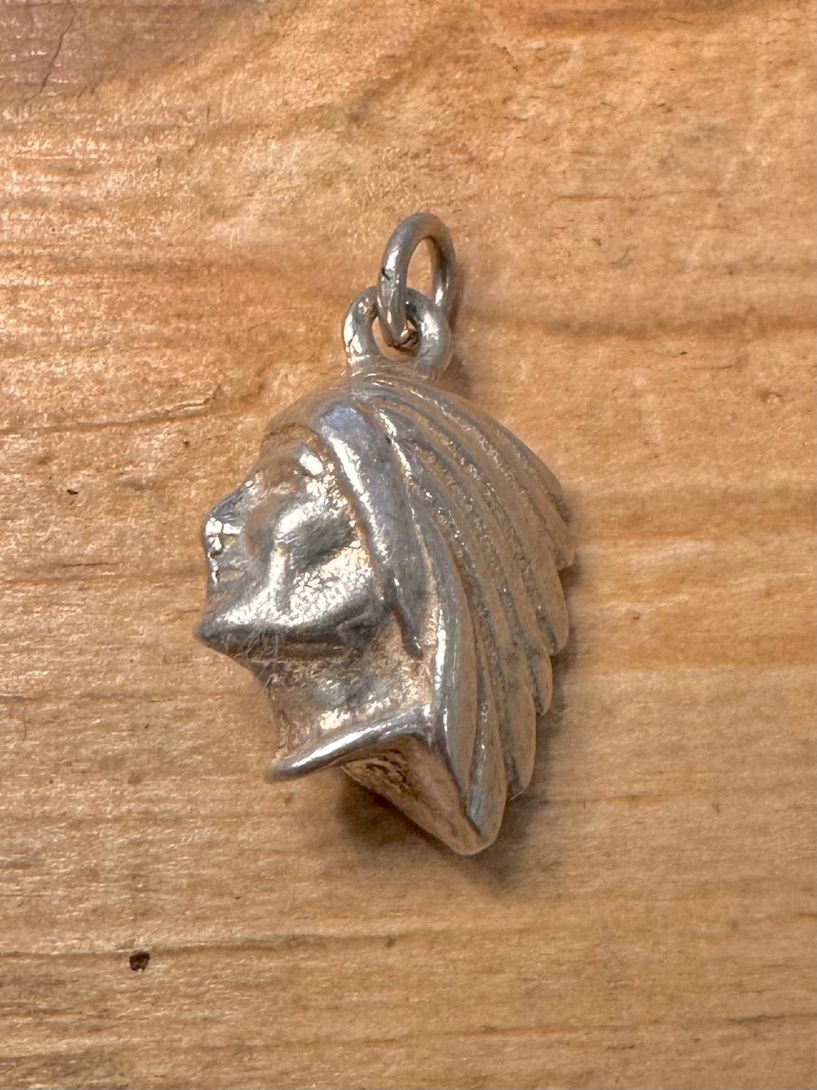 Vintage Native American Head 925 Silver Pendant