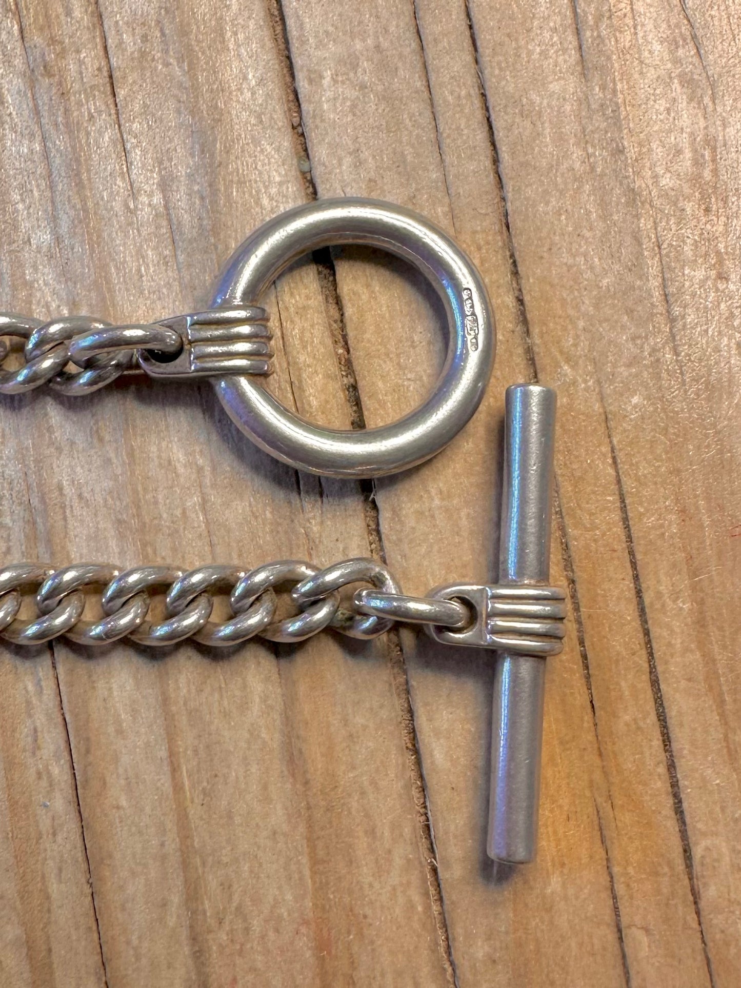Vintage Curb Chain T Bar Clasp 925 Sterling Silver 18 inch Necklace